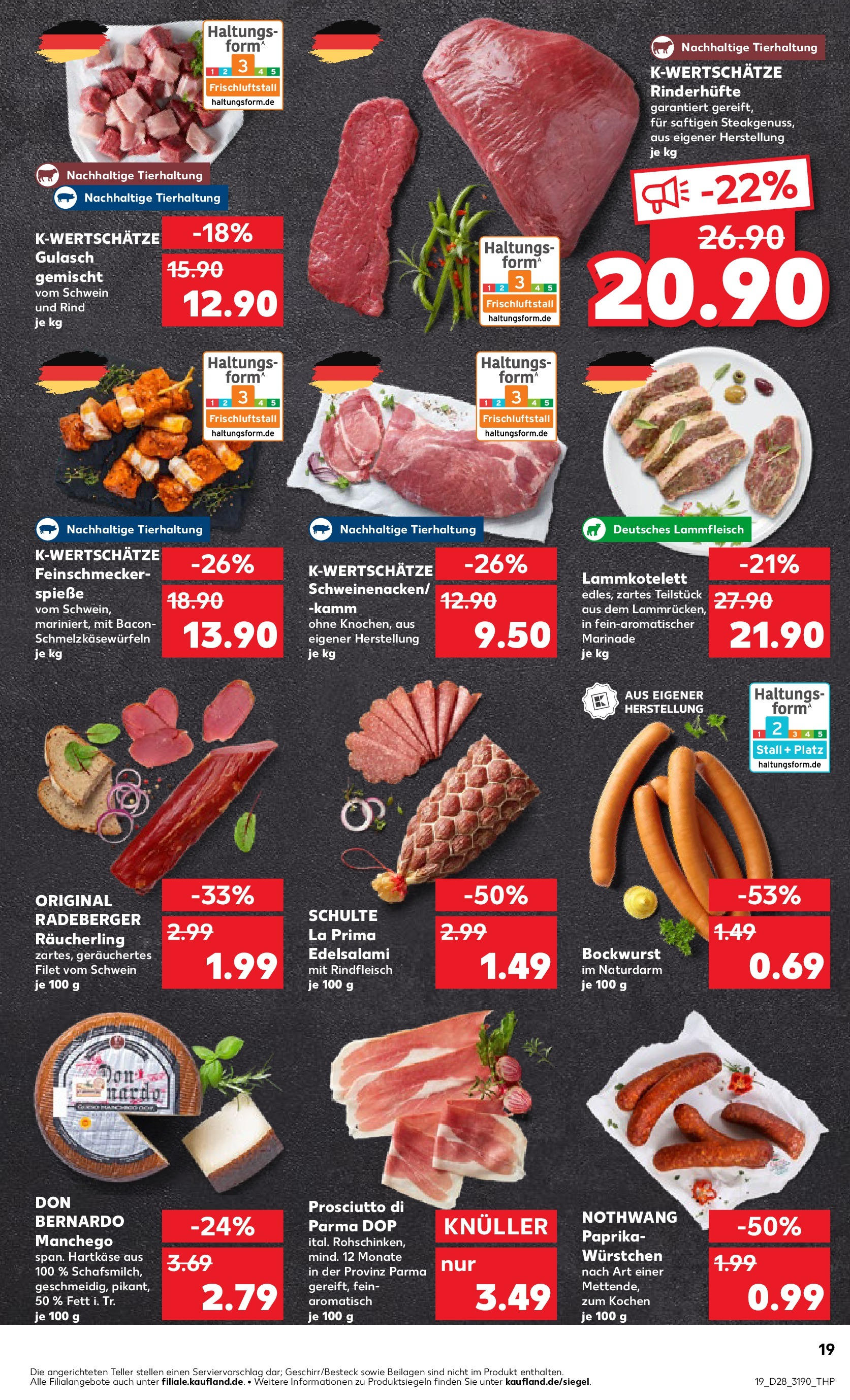 Prospekt Kaufland ab 09.07.2025 » Angebote Online zum Blättern | Seite: 19 | Produkte: Spieße, Paprika, Gulasch, Rindfleisch