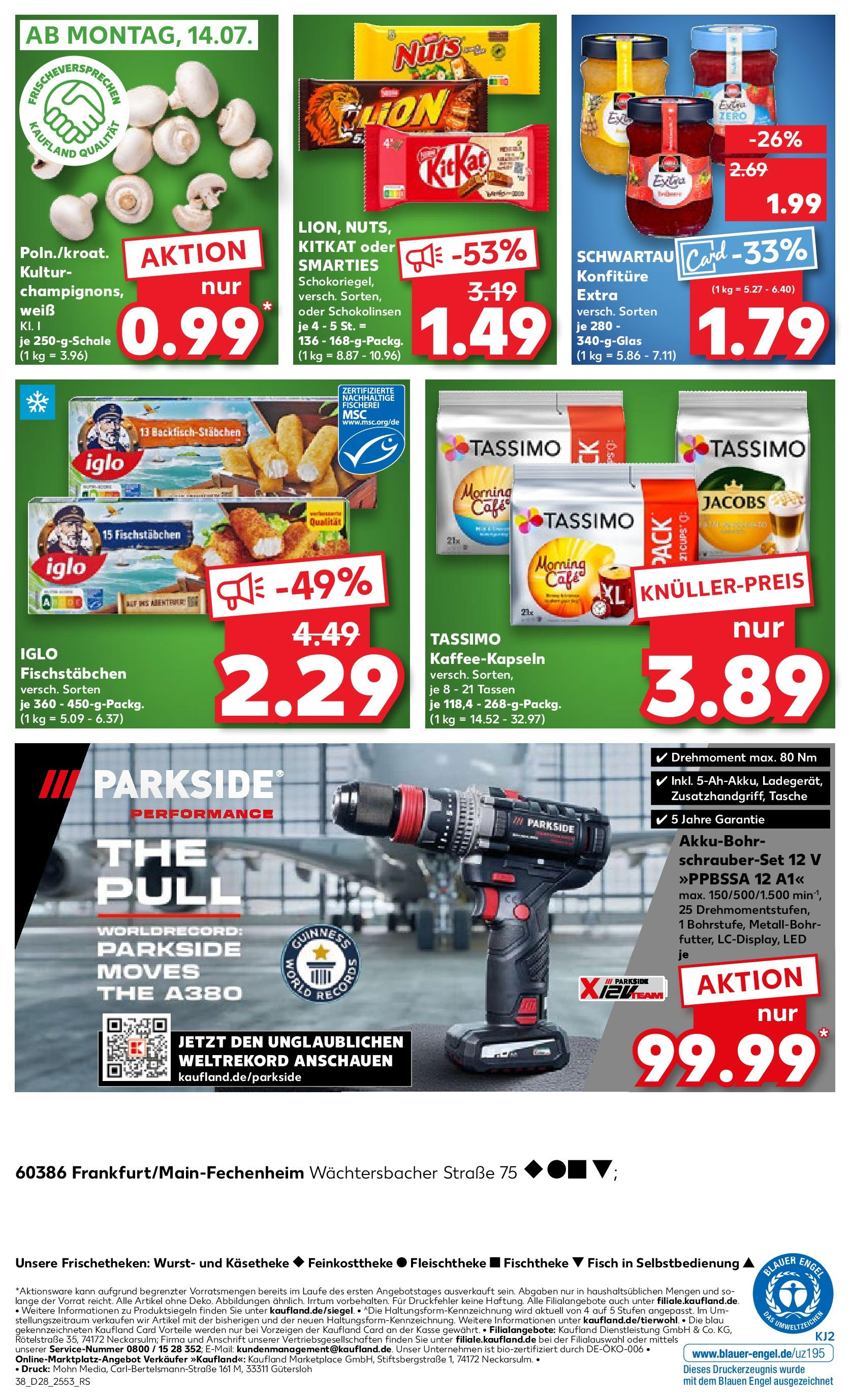 Prospekt Kaufland ab 09.07.2025 » Angebote Online zum Blättern | Seite: 38 | Produkte: Tasche, Fischstabchen, Wurst, Tassimo