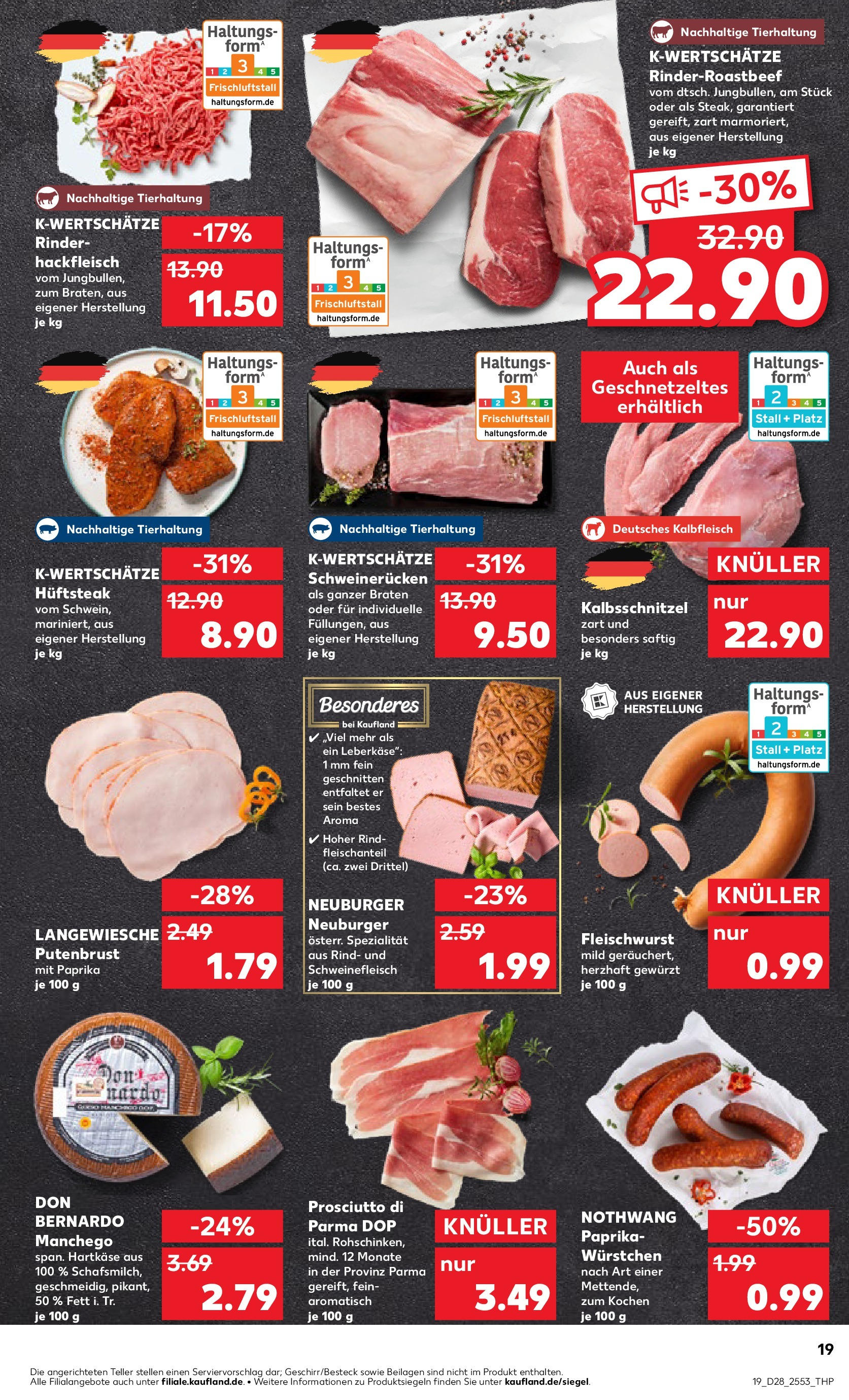 Prospekt Kaufland ab 09.07.2025 » Angebote Online zum Blättern | Seite: 19 | Produkte: Schweinerucken, Schweinefleisch, Steak, Hackfleisch