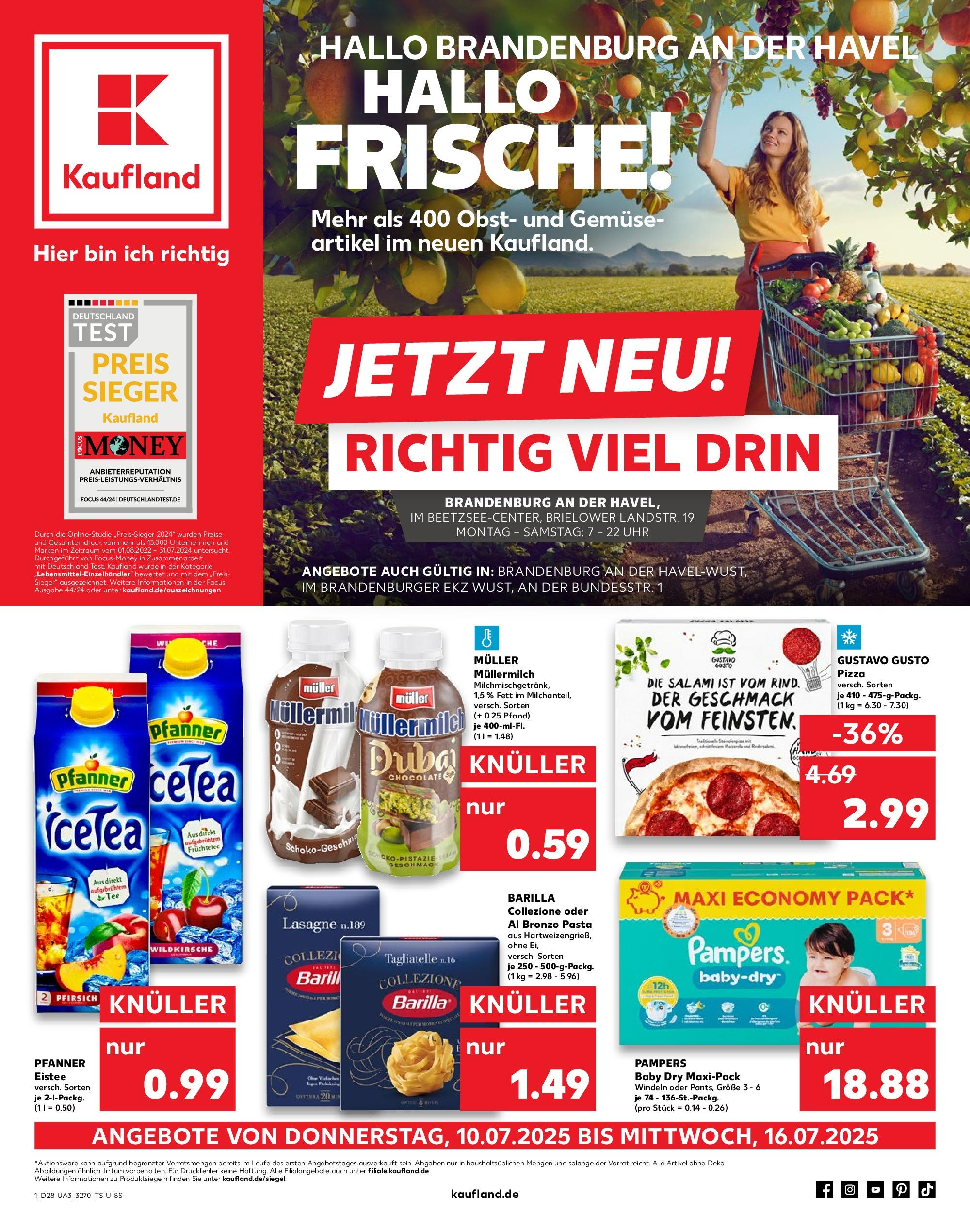 Prospekt Kaufland ab 09.07.2025 » Angebote und Werbung Online | Seite: 1 | Produkte: Barilla, Pampers, Pizza, Muller mullermilch Prospekt Kaufland ab 09.07.2025 » Angebote Online zum Blättern | Seite: 1 | Produkte: Barilla, Pampers, Pizza, Muller mullermilch