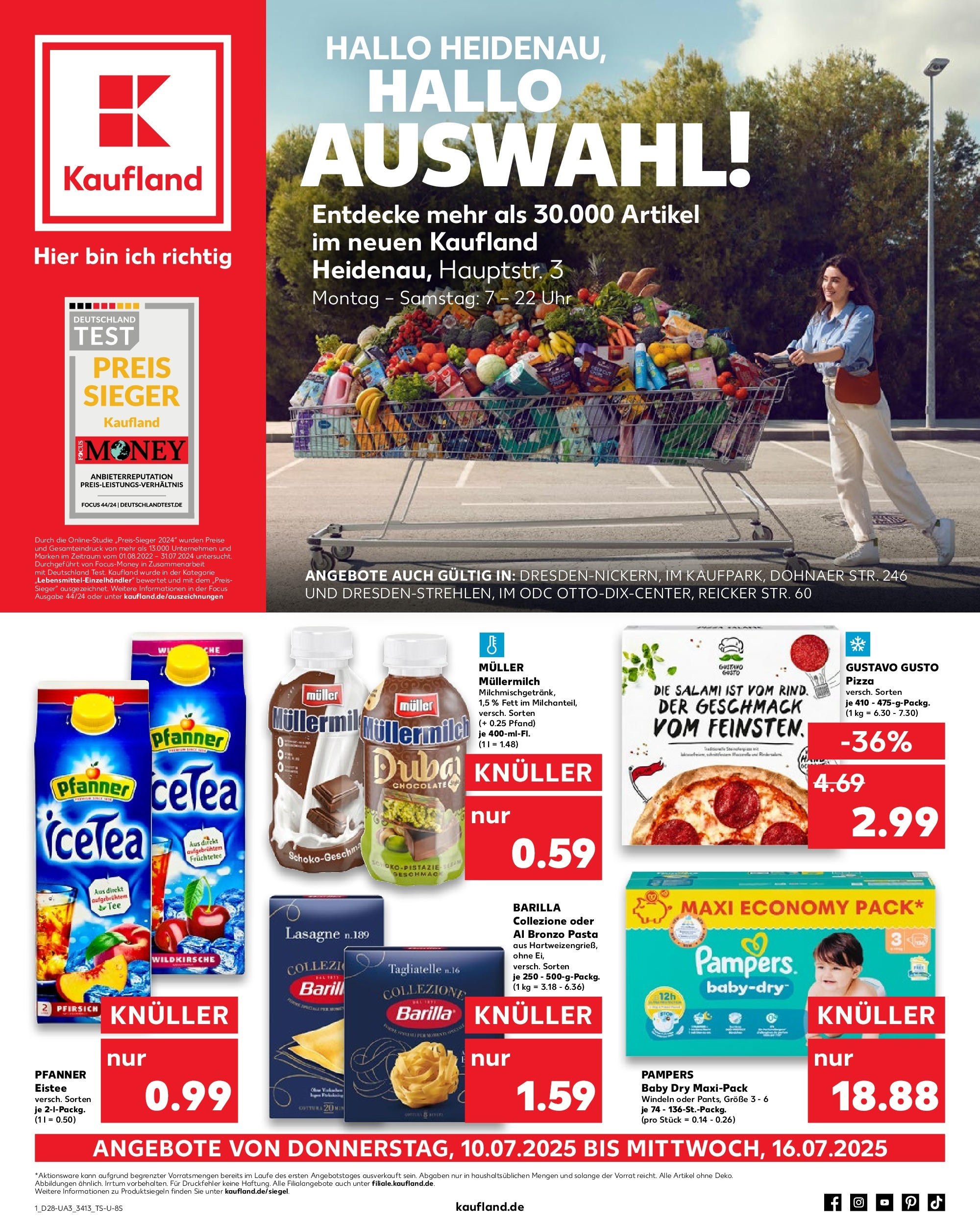 Prospekt Kaufland ab 09.07.2025 » Angebote und Werbung Online | Seite: 1 | Produkte: Pfirsich, Pasta, Salami, Muller mullermilch Prospekt Kaufland ab 09.07.2025 » Angebote Online zum Blättern | Seite: 1 | Produkte: Pfirsich, Pasta, Salami, Muller mullermilch