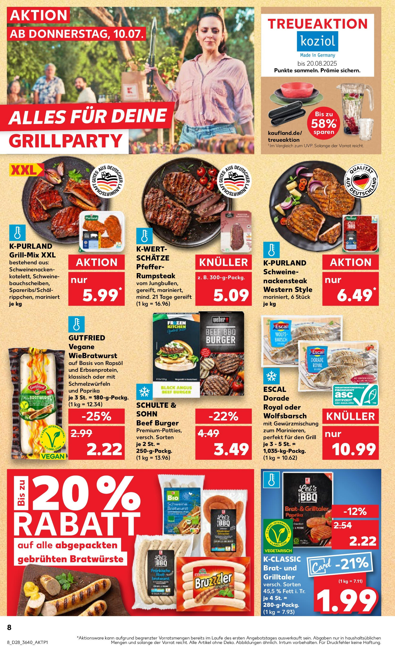 Prospekt Kaufland ab 09.07.2025 » Angebote Online zum Blättern | Seite: 8 | Produkte: Dorade, Rapsöl, Bratwurst, Paprika