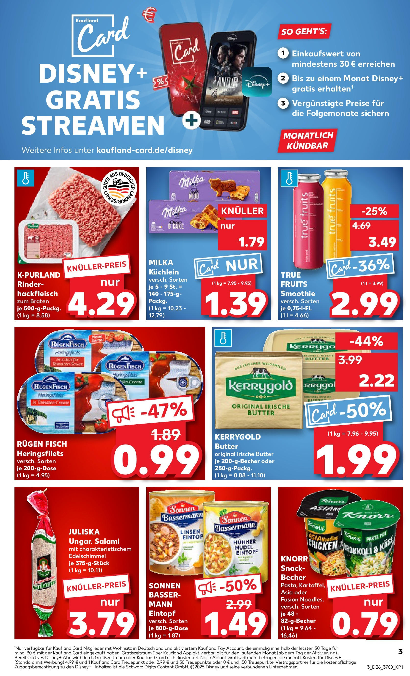 Prospekt Kaufland ab 09.07.2025 » Angebote Online zum Blättern | Seite: 3 | Produkte: Butter, Knorr, Pasta, Salami