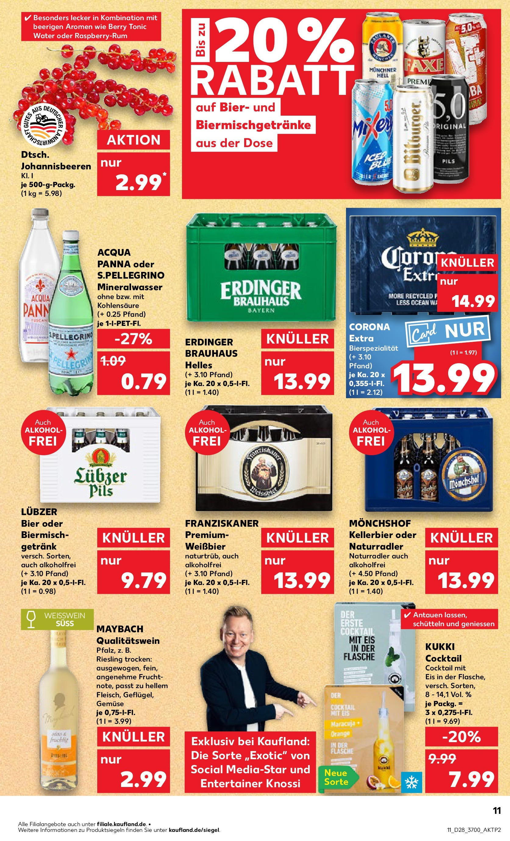 Prospekt Kaufland ab 09.07.2025 » Angebote Online zum Blättern | Seite: 11 | Produkte: Franziskaner, Weißwein, Mineralwasser, Eis