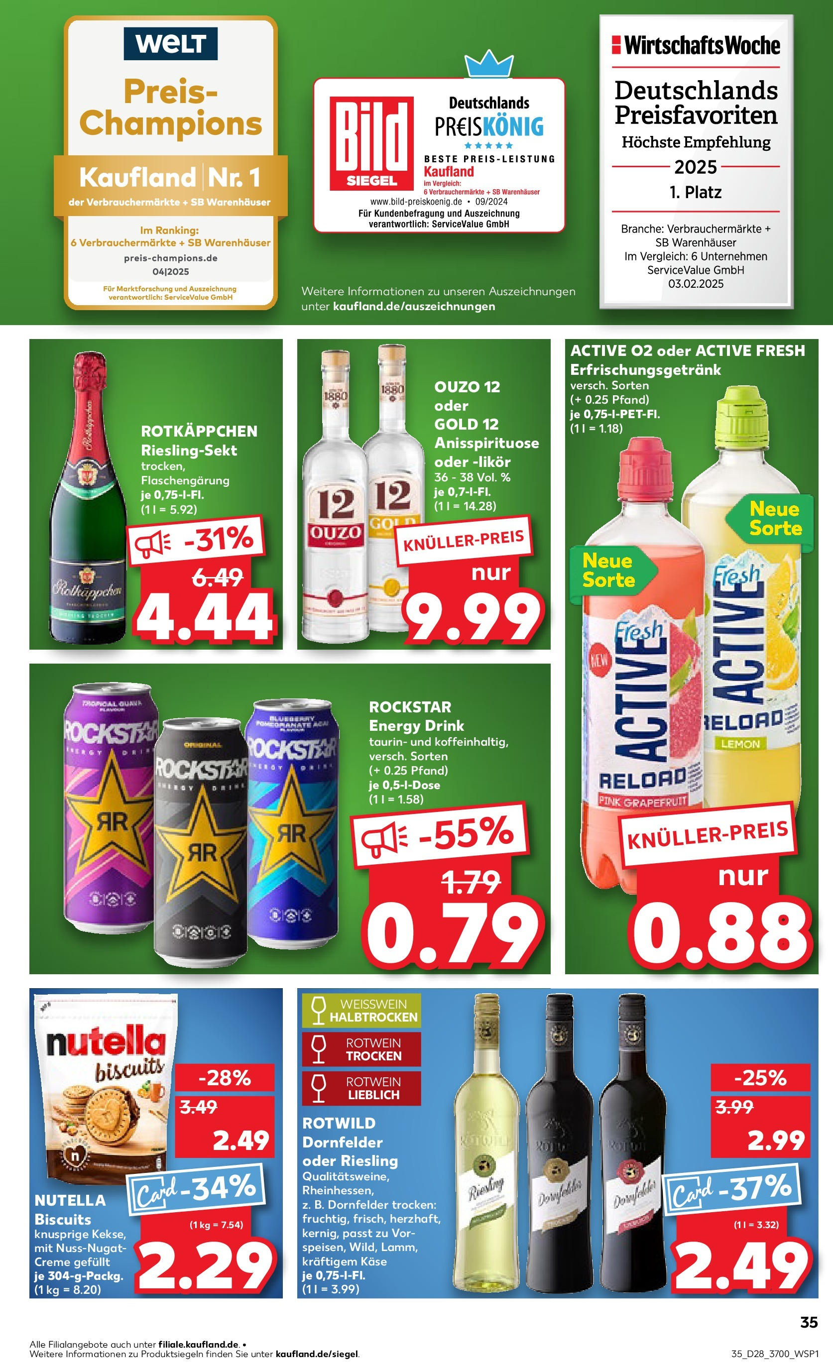 Prospekt Kaufland ab 09.07.2025 » Angebote Online zum Blättern | Seite: 35 | Produkte: Rockstar energy, Ouzo, Käse, Rotwein
