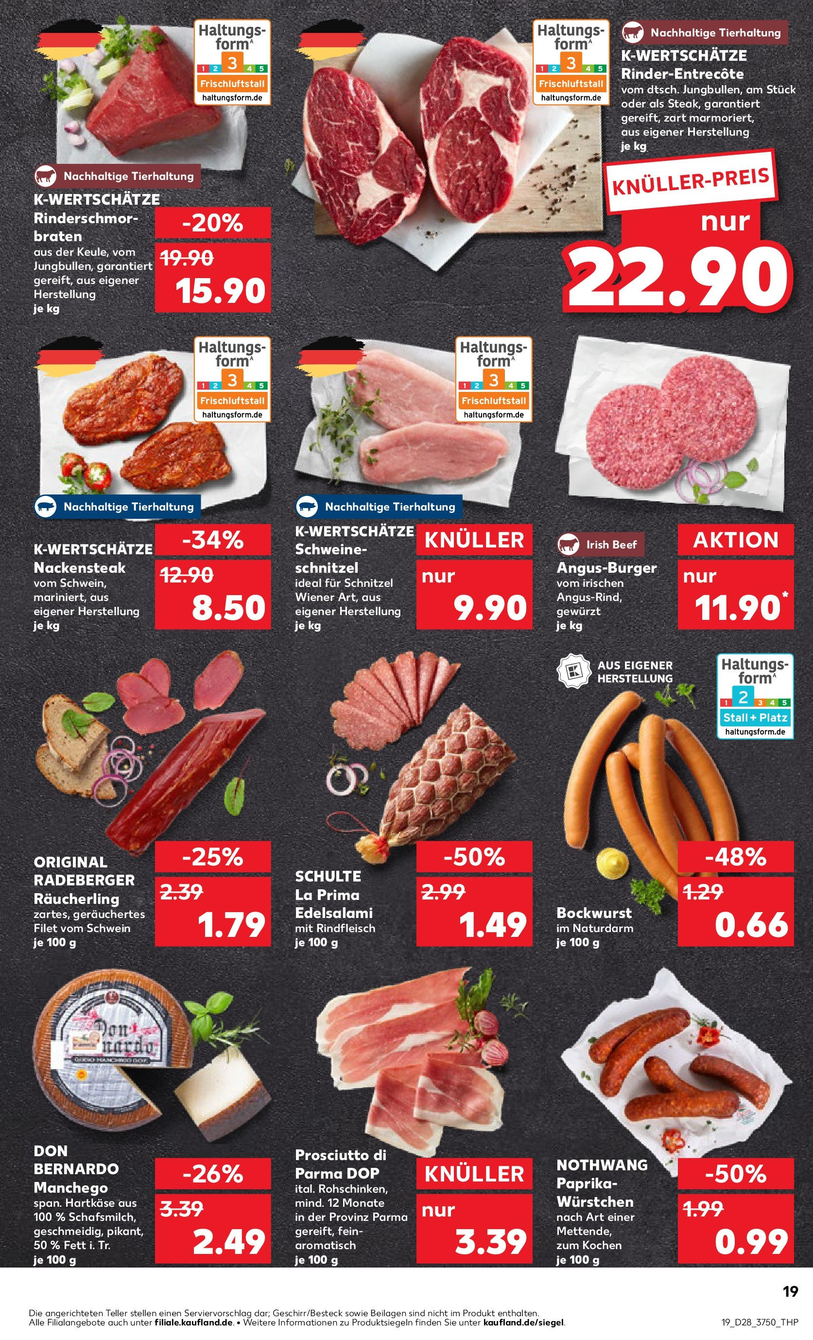 Prospekt Kaufland ab 09.07.2025 » Angebote Online zum Blättern | Seite: 19 | Produkte: Bockwurst, Burger, Schnitzel, Rindfleisch