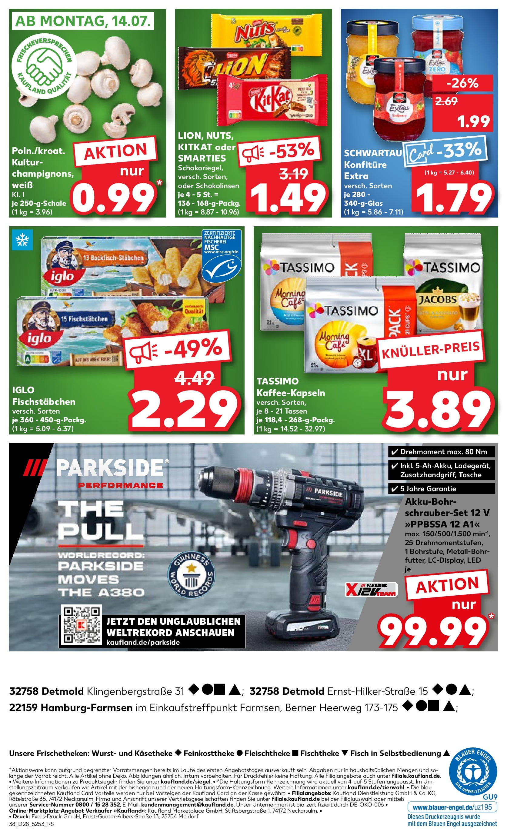 Prospekt Kaufland ab 09.07.2025 » Angebote Online zum Blättern | Seite: 38 | Produkte: Tasche, Smarties, Fischstabchen, Tassimo