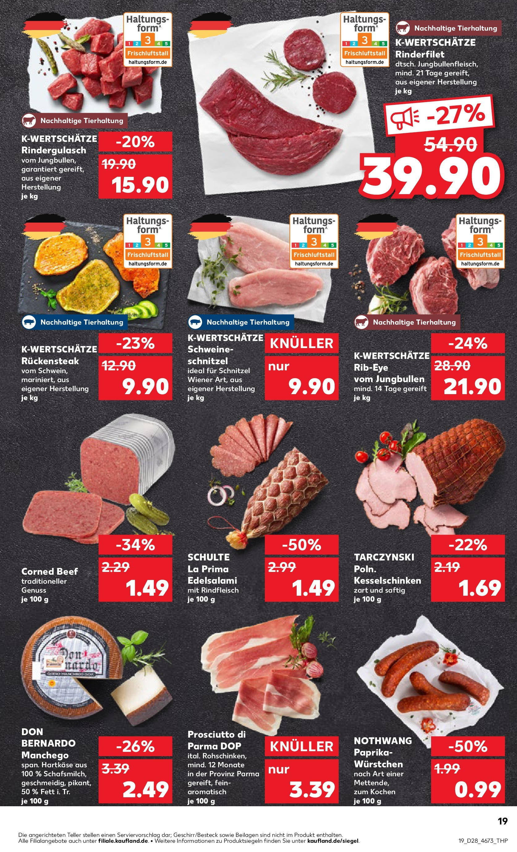 Prospekt Kaufland ab 09.07.2025 » Angebote Online zum Blättern | Seite: 19 | Produkte: Rinderfilet, Schnitzel, Rindfleisch, Steak