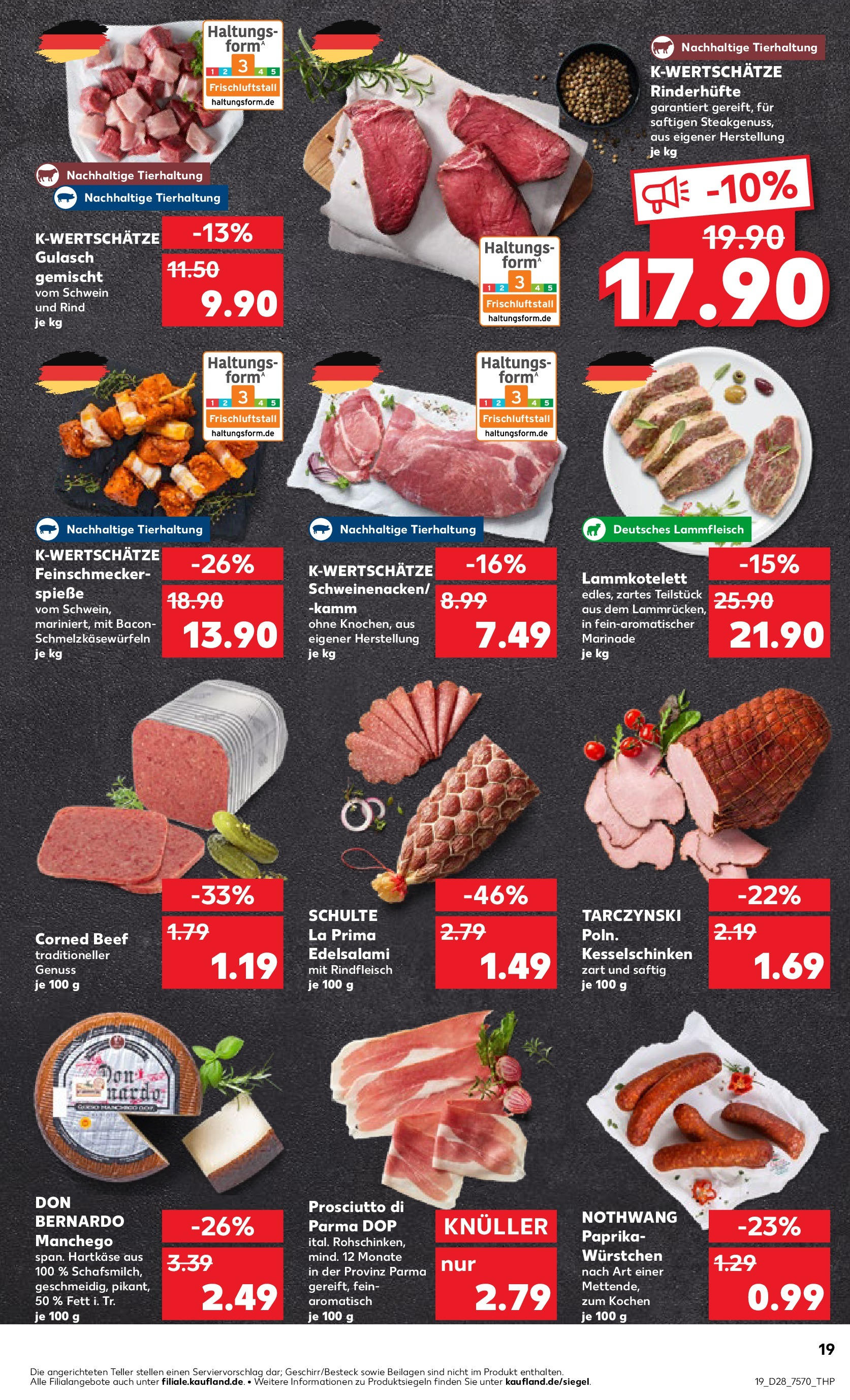 Prospekt Kaufland ab 09.07.2025 » Angebote Online zum Blättern | Seite: 19 | Produkte: Paprika, Gulasch, Salami, Rindfleisch