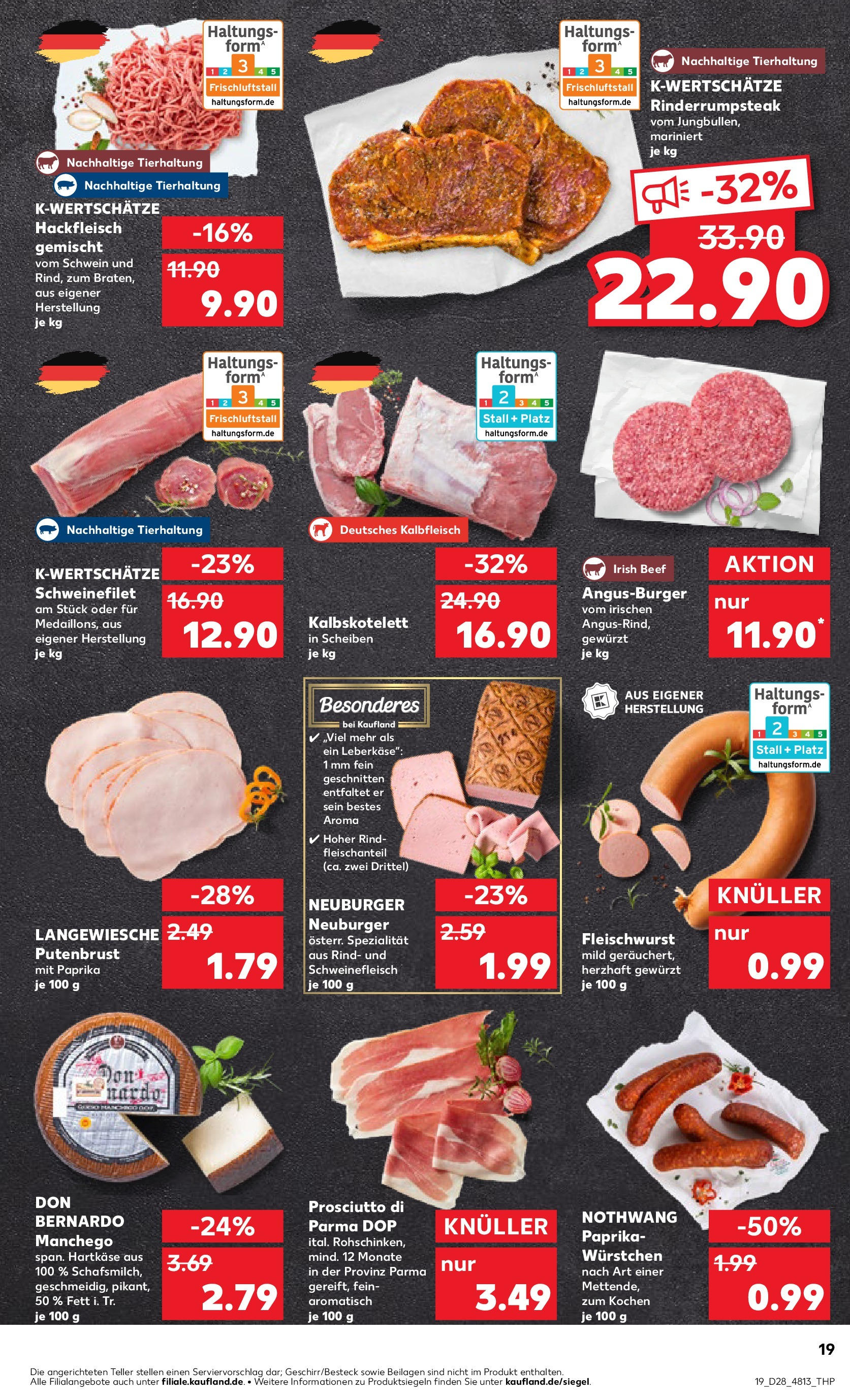 Prospekt Kaufland ab 13.07.2025 » Angebote Online zum Blättern | Seite: 34 | Produkte: Burger, Schweinefleisch, Steak, Leberkase
