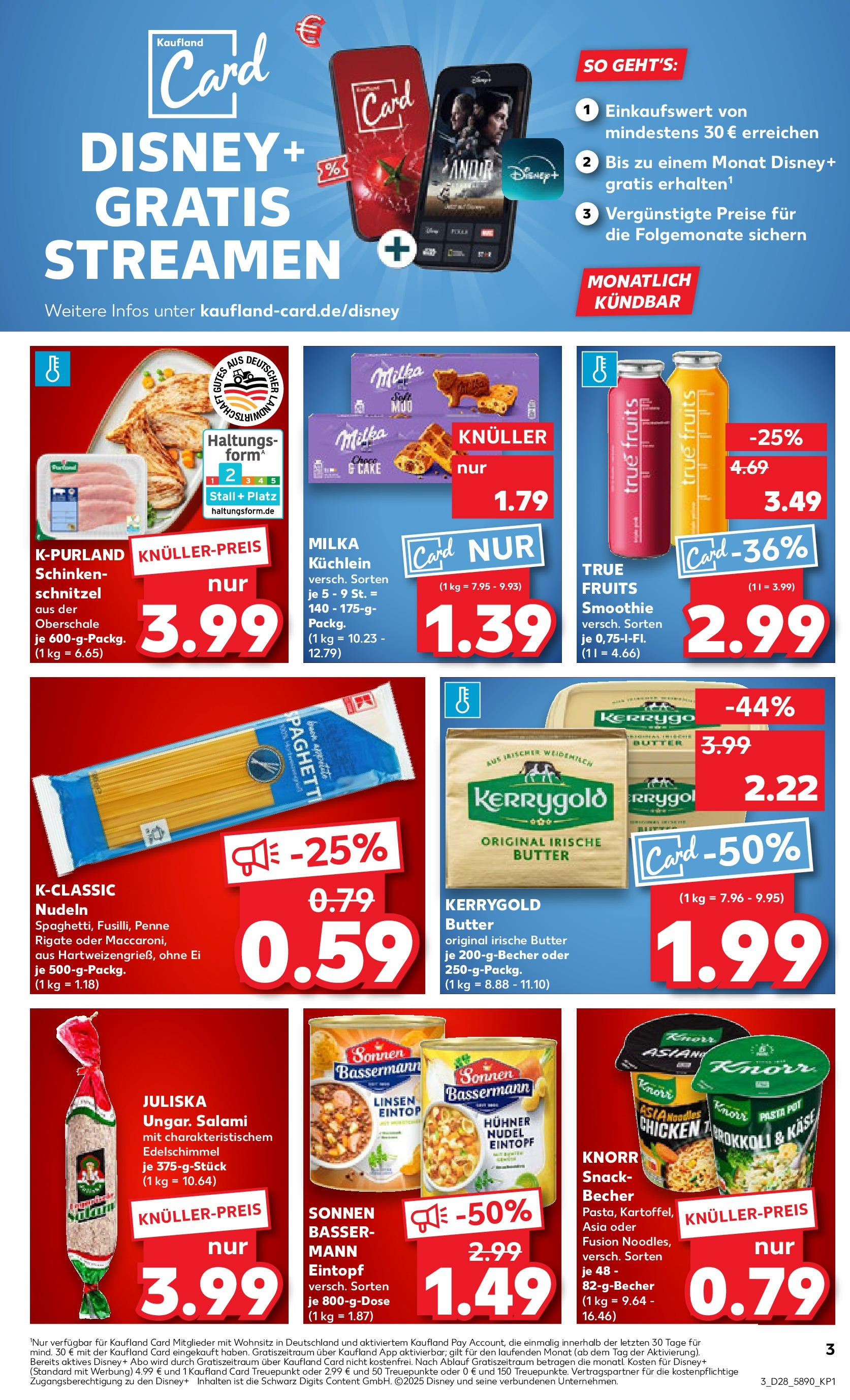 Prospekt Kaufland ab 09.07.2025 » Angebote Online zum Blättern | Seite: 3 | Produkte: Butter, Schnitzel, Schinken, Kerrygold butter