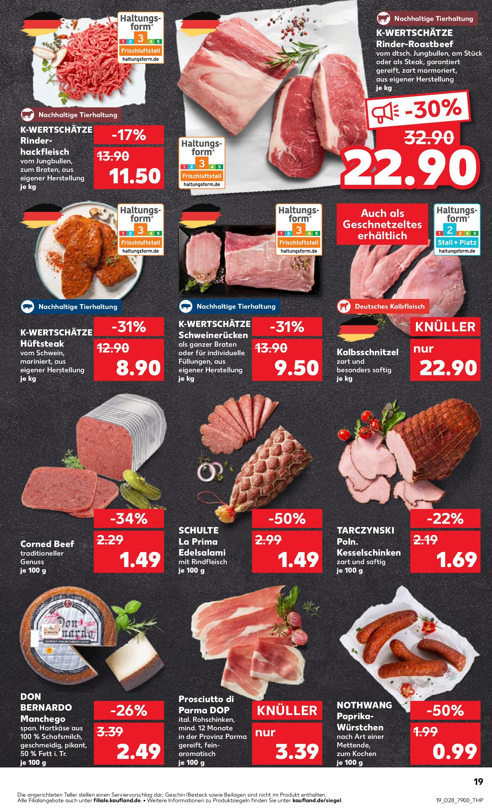 Prospekt Kaufland ab 09.07.2025 » Angebote Online zum Blättern | Seite: 19 | Produkte: Paprika, Schweinerucken, Salami, Steak