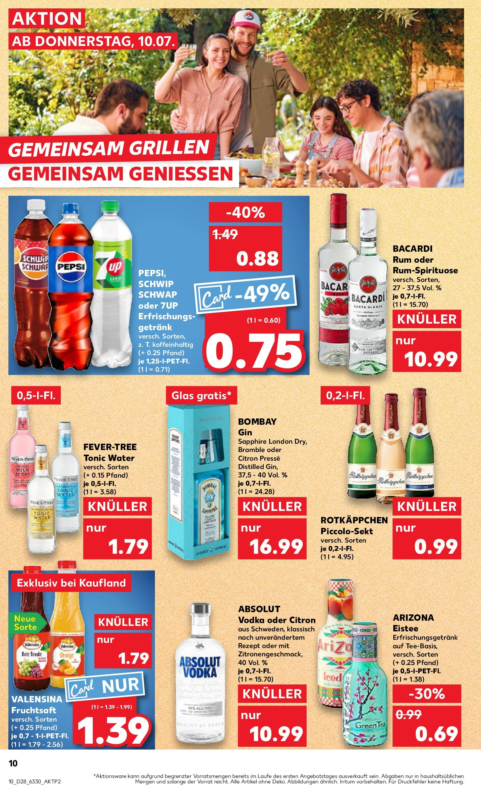 Prospekt Kaufland ab 09.07.2025 » Angebote Online zum Blättern | Seite: 10 | Produkte: Rum, Schwip schwap, Vodka, Fruchtsaft