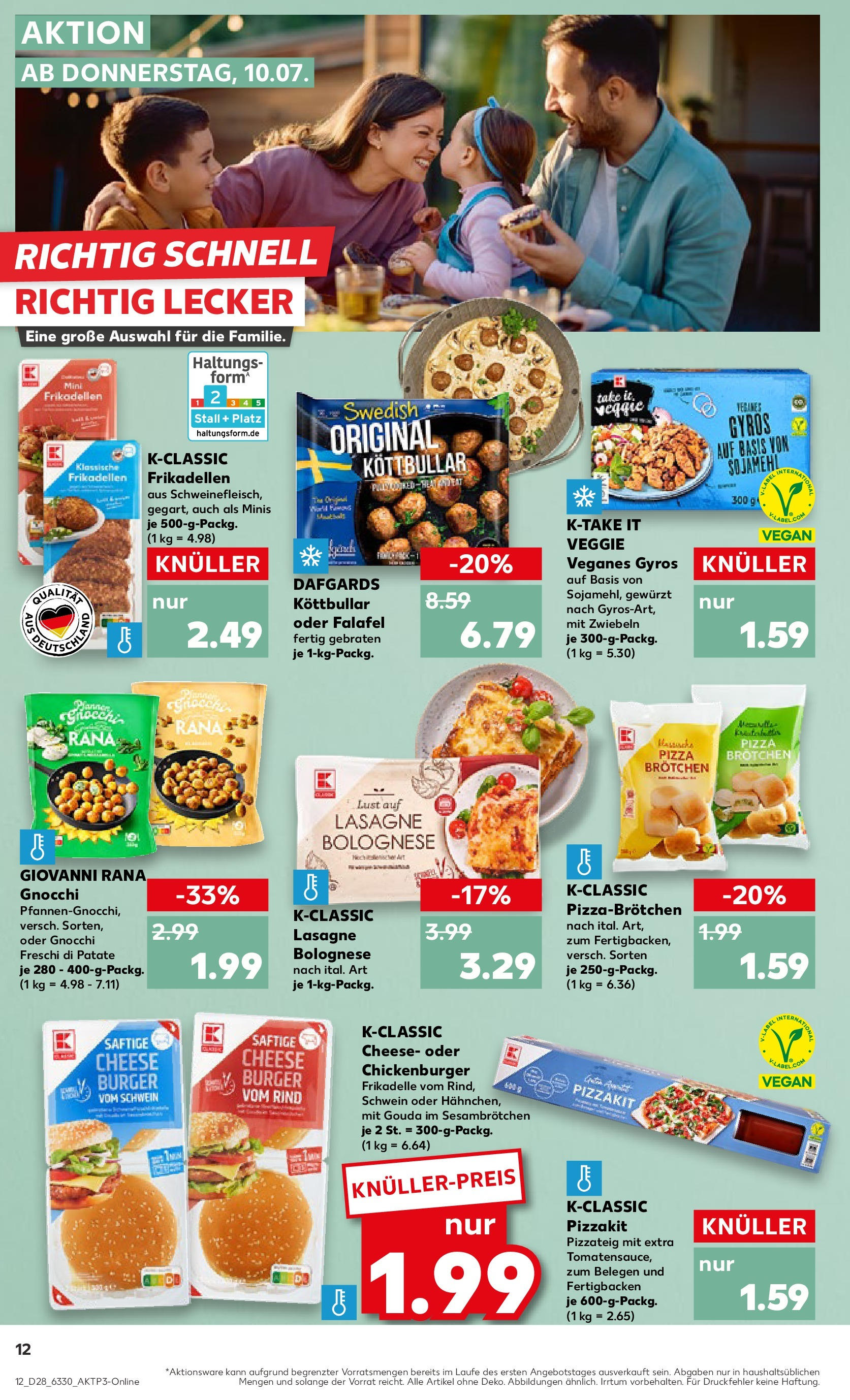 Prospekt Kaufland ab 09.07.2025 » Angebote Online zum Blättern | Seite: 12 | Produkte: Gouda, Burger, Gyros, Pizza