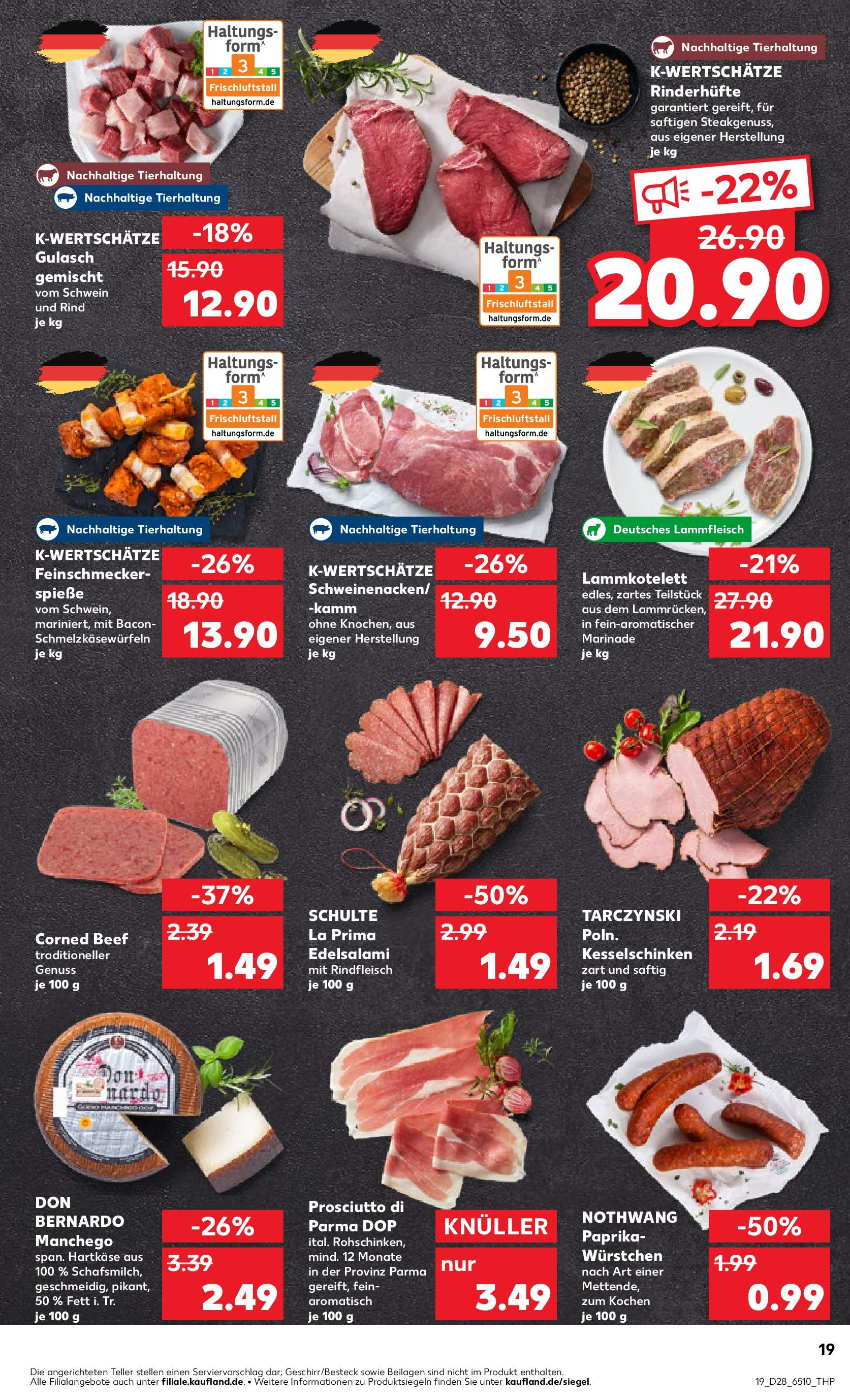 Prospekt Kaufland ab 09.07.2025 » Angebote Online zum Blättern | Seite: 19 | Produkte: Spieße, Paprika, Gulasch, Rindfleisch