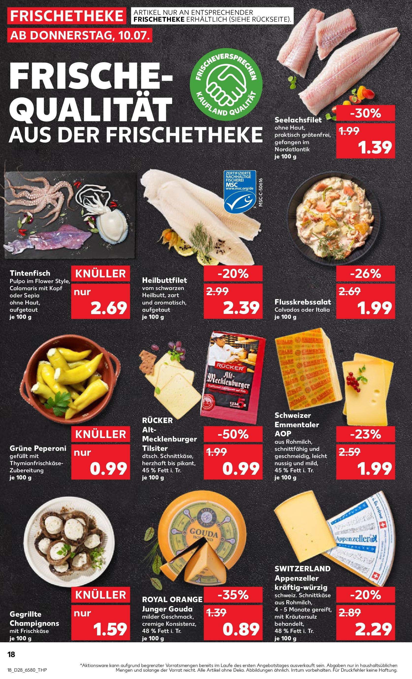 Prospekt Kaufland ab 09.07.2025 » Angebote Online zum Blättern | Seite: 18 | Produkte: Gouda, Tintenfisch, Champignons, Frischkase