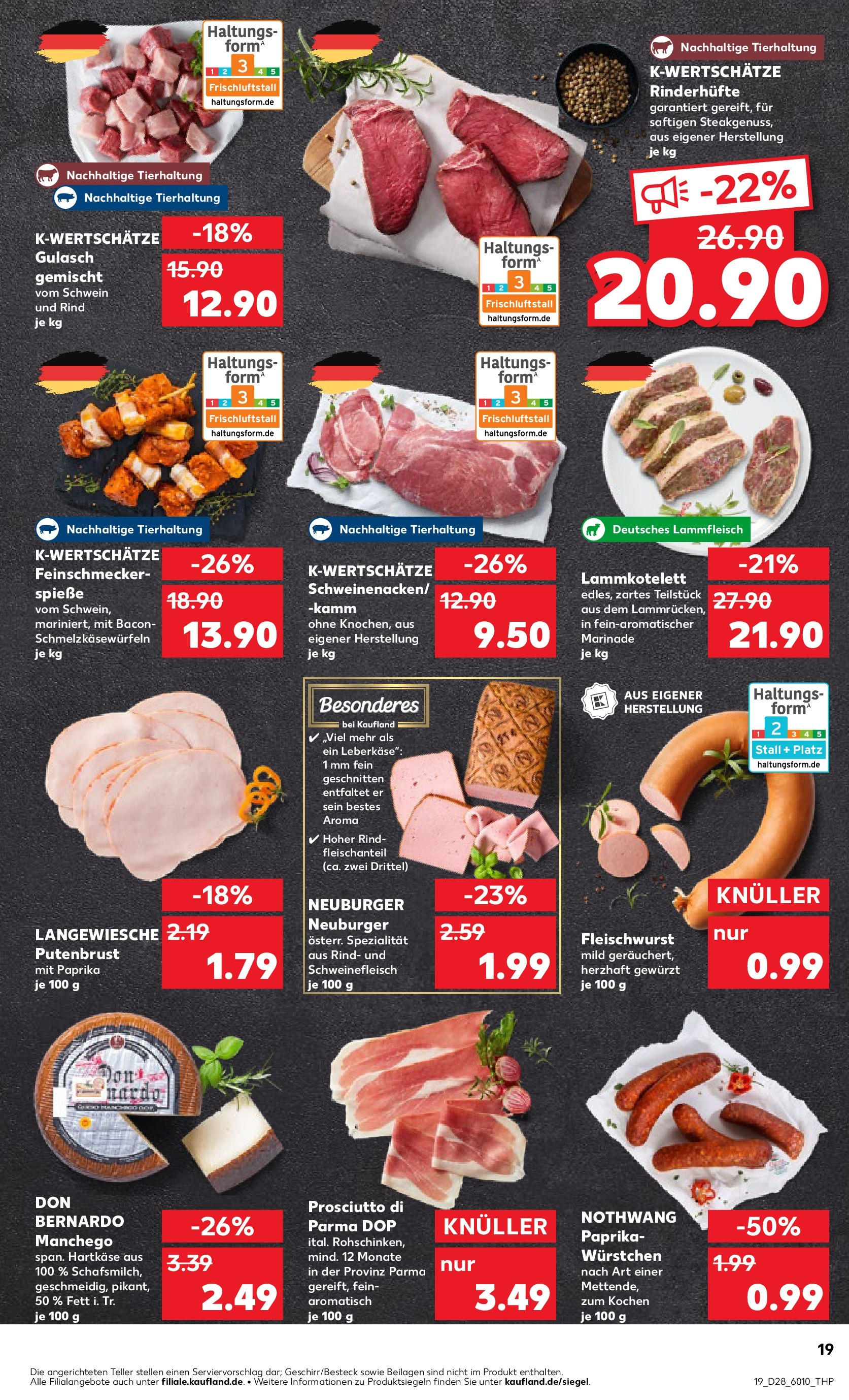 Prospekt Kaufland ab 09.07.2025 » Angebote Online zum Blättern | Seite: 19 | Produkte: Spieße, Paprika, Gulasch, Leberkase