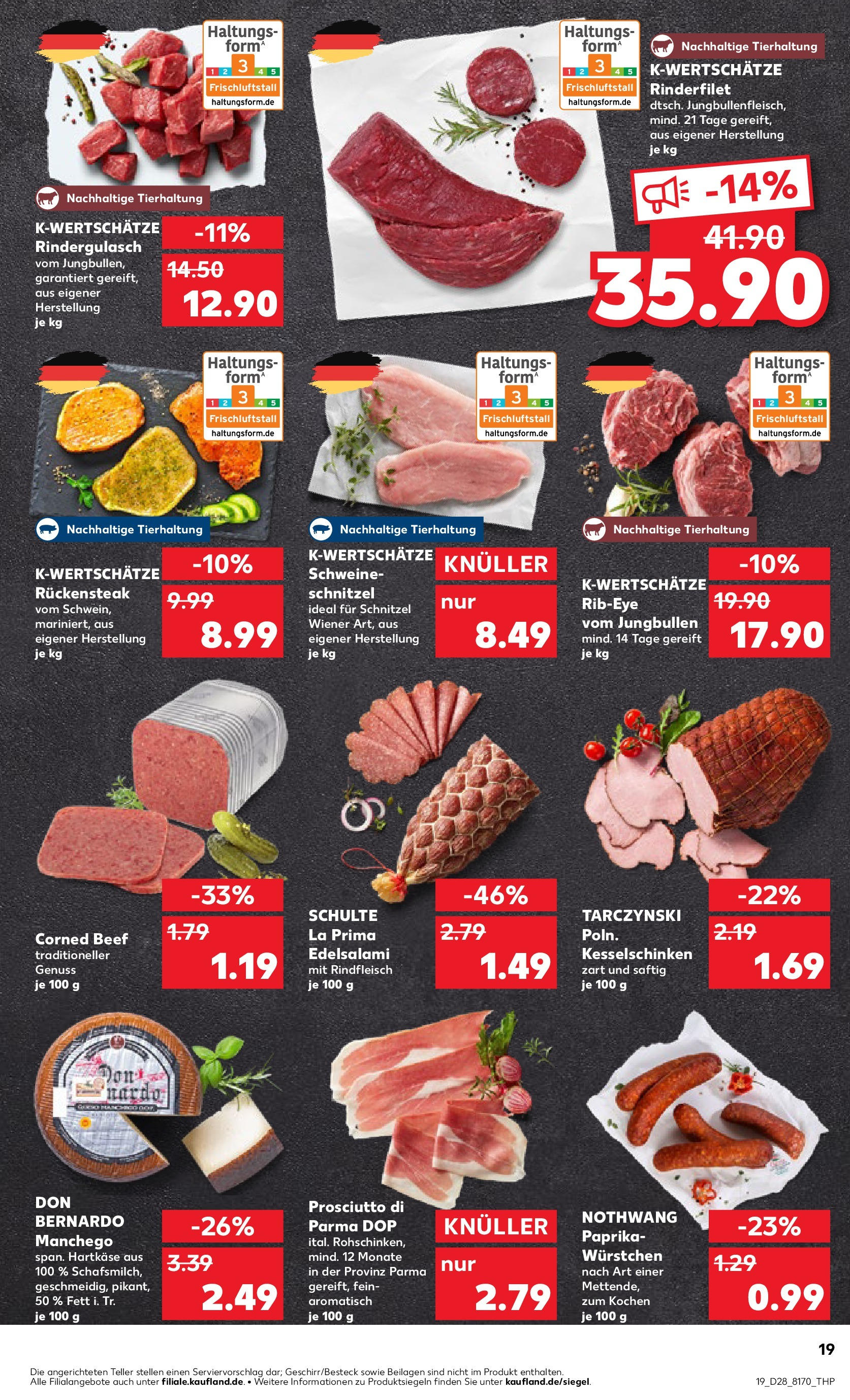 Prospekt Kaufland ab 09.07.2025 » Angebote Online zum Blättern | Seite: 19 | Produkte: Rinderfilet, Schnitzel, Paprika, Steak
