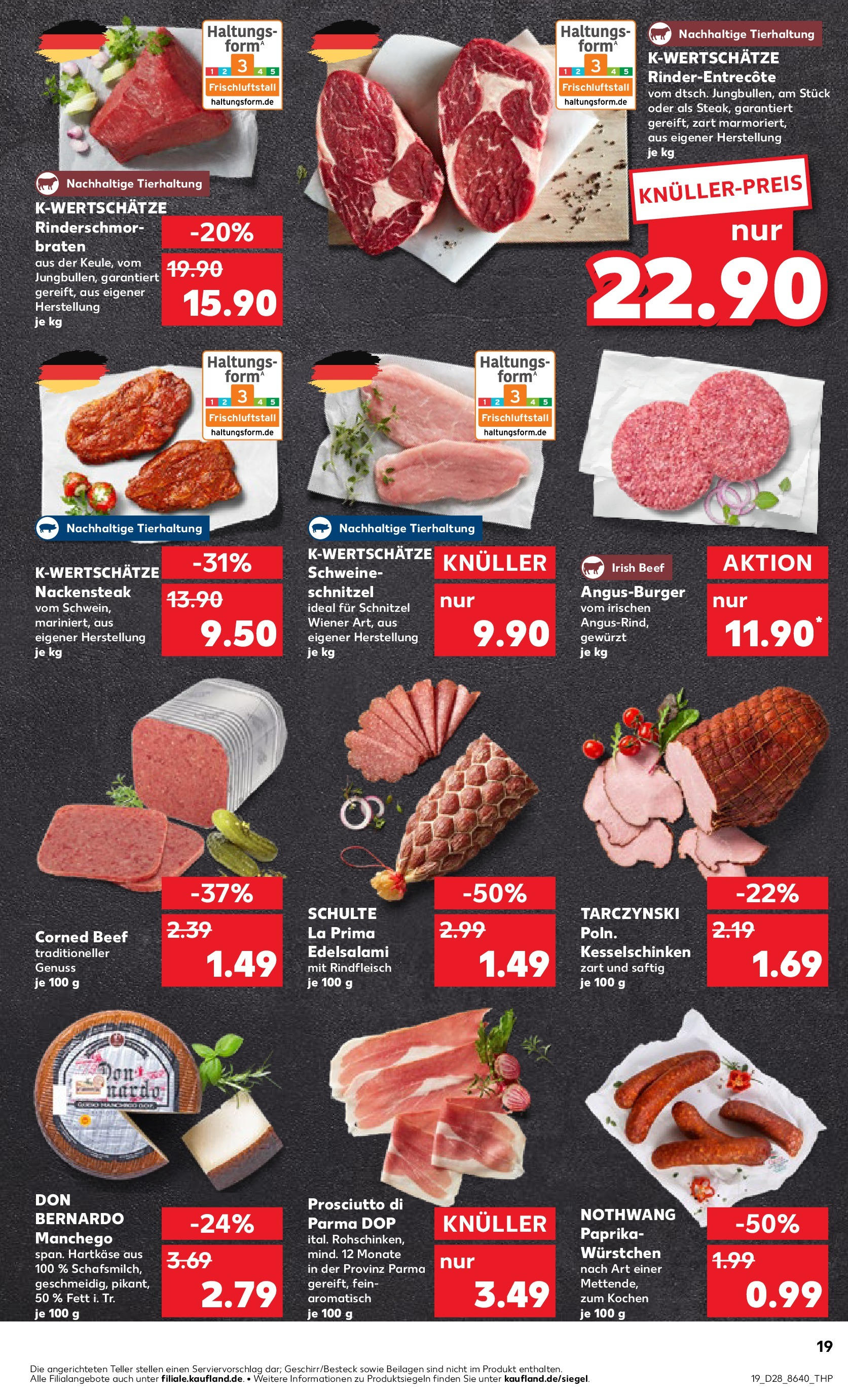 Prospekt Kaufland ab 09.07.2025 » Angebote Online zum Blättern | Seite: 19 | Produkte: Burger, Entrecote, Rindfleisch, Steak