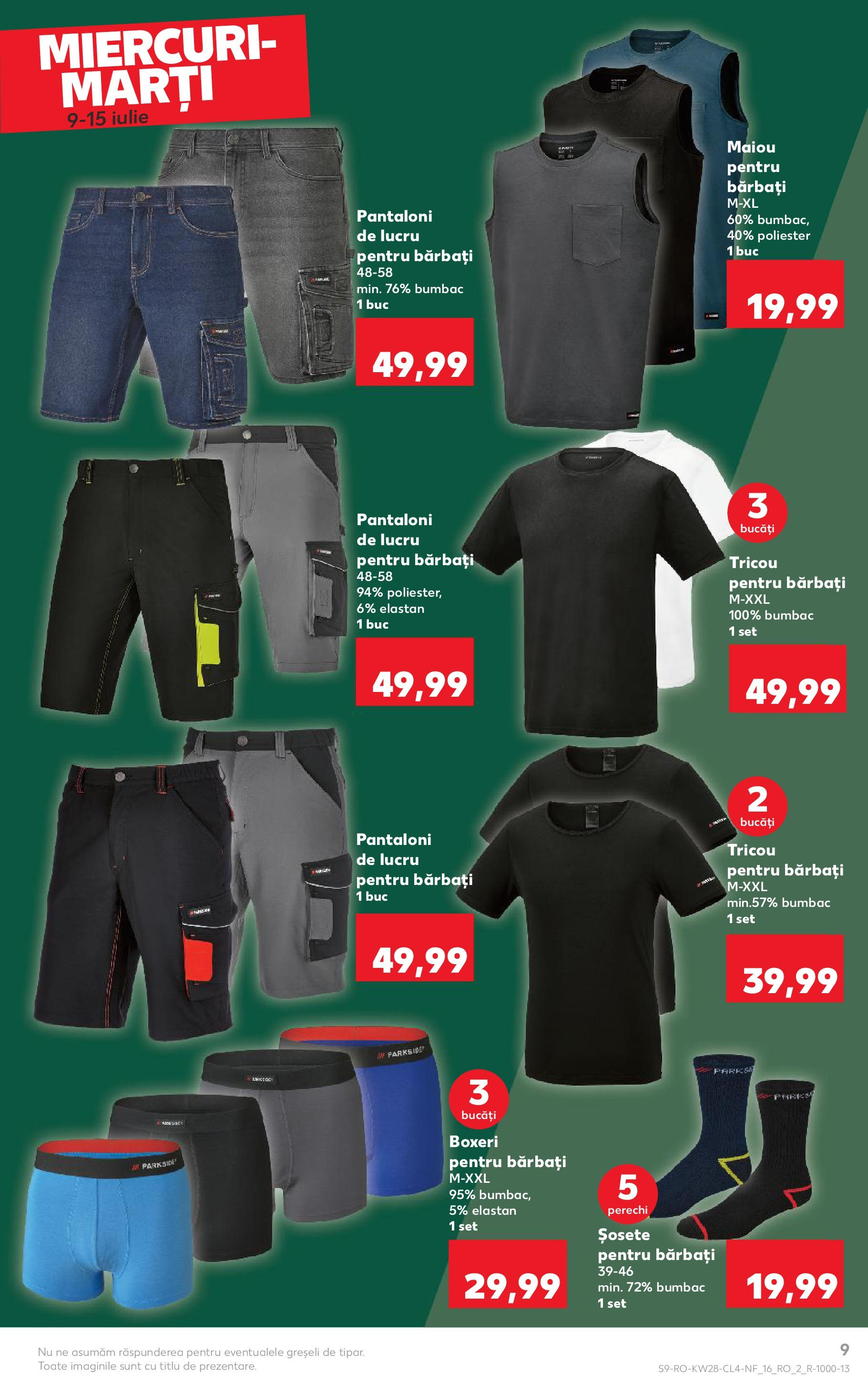 Catalog Kaufland - Râșnov Nonfood 09.07.2025 - Revista si Oferta | Pagină: 9 | Produse: Tricou, Pantaloni, Șosete, Boxeri