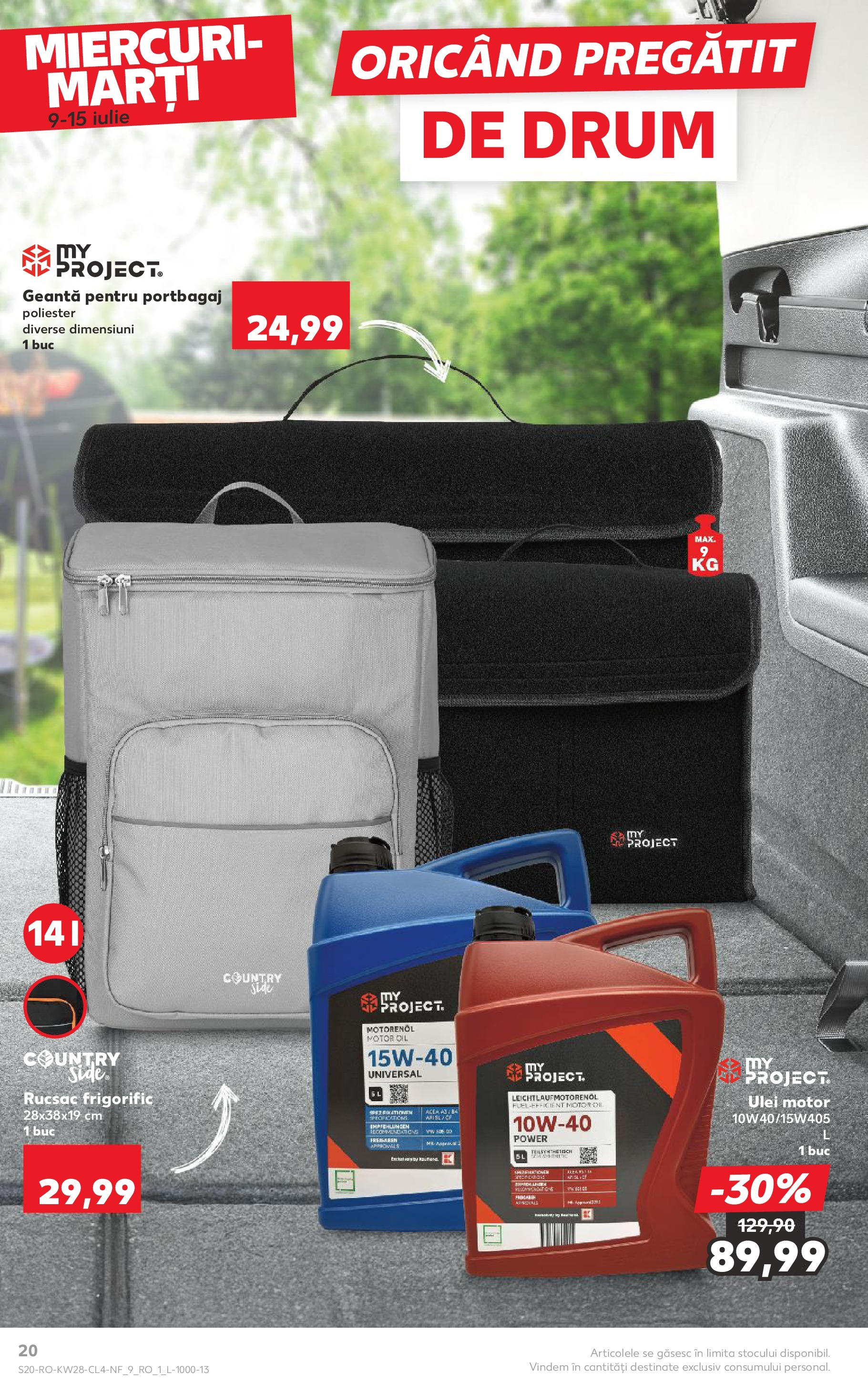 Catalog Kaufland - Râșnov Nonfood 09.07.2025 - Revista si Oferta | Pagină: 20 | Produse: Geantă, Ulei, Rucsac