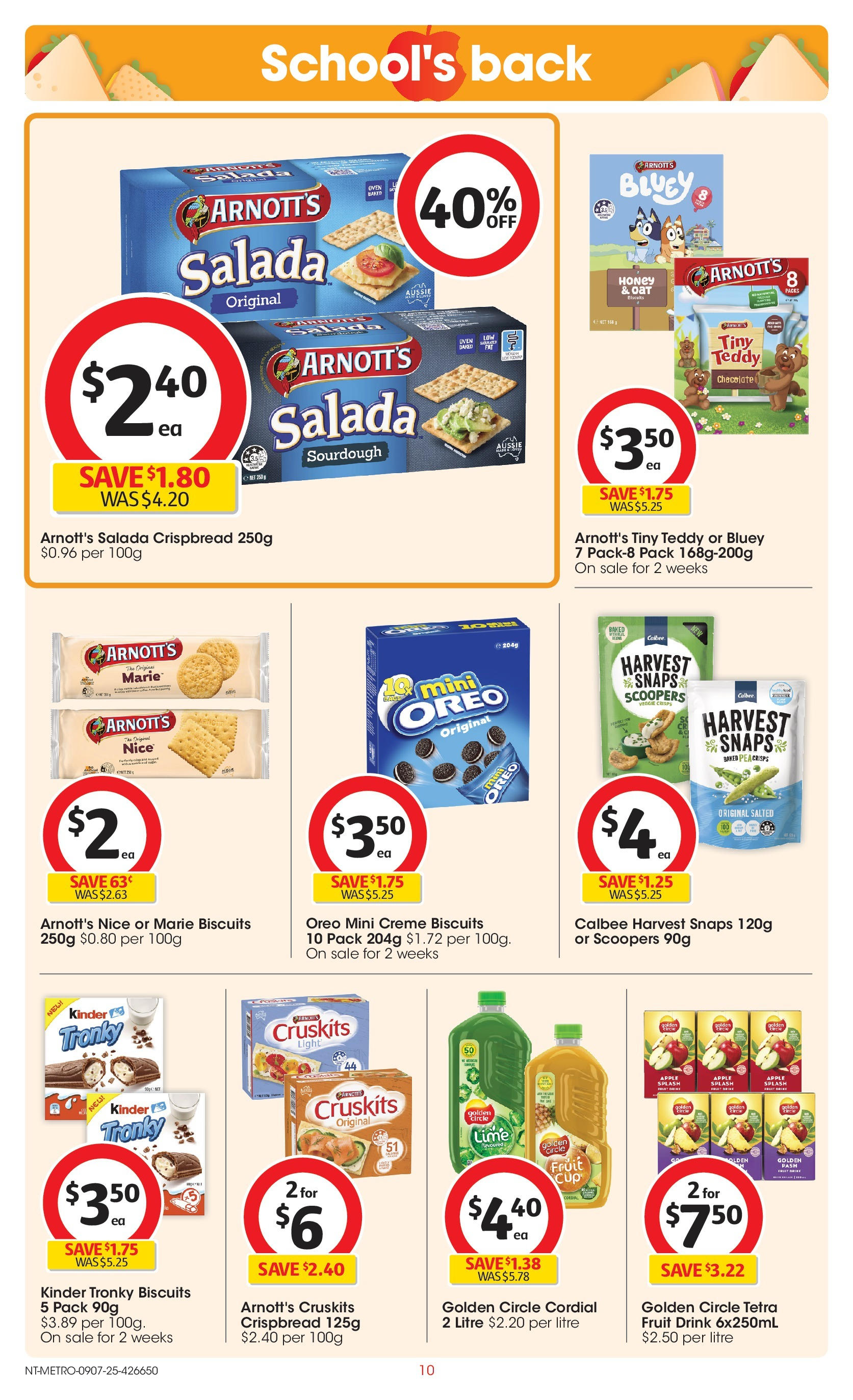 ﻿﻿Coles catalogue valid from 09/07/2025 > Online Australia | Page: 10 | Products: Chocolate, Biscuits, Pea, Lime