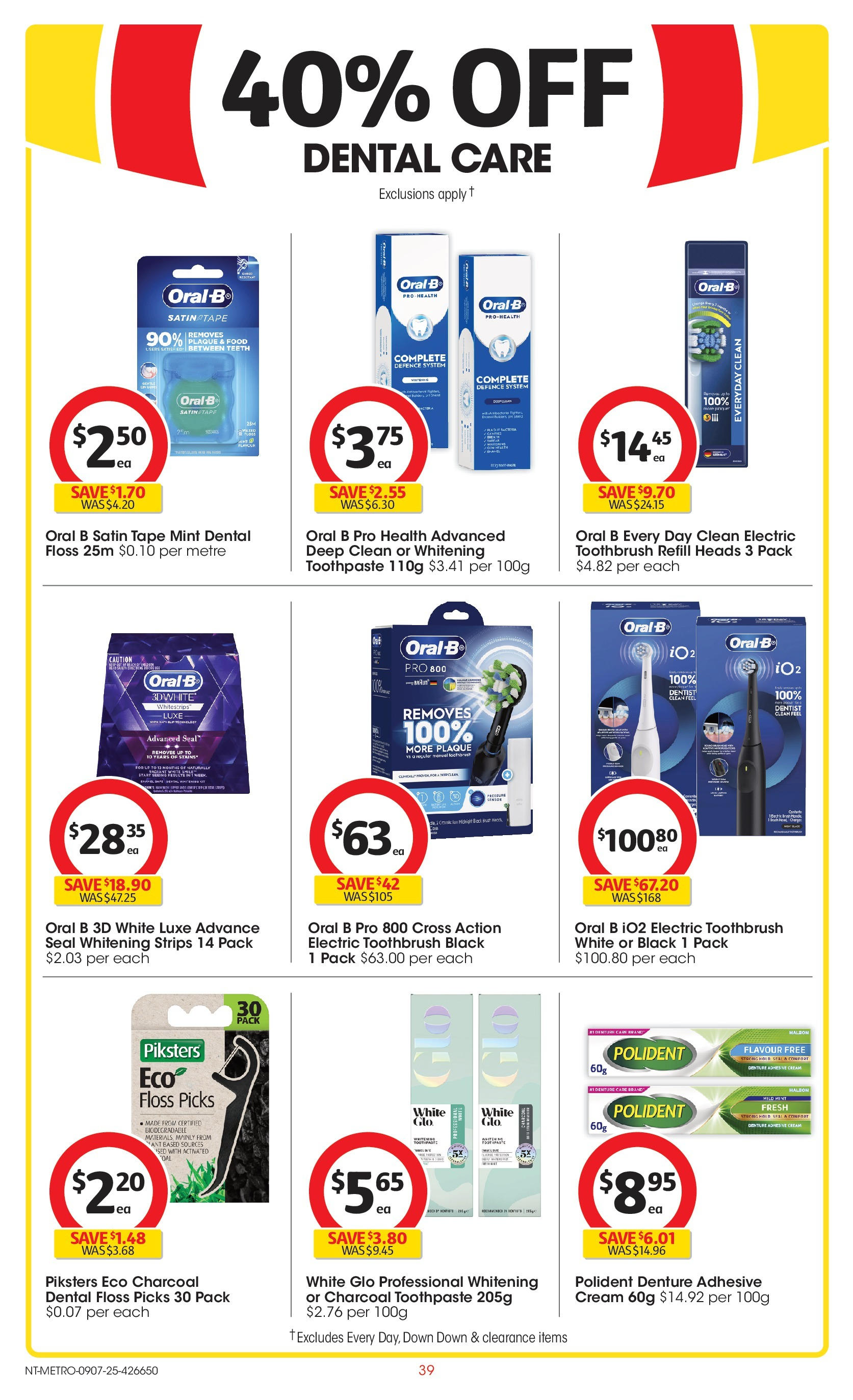 ﻿﻿Coles catalogue valid from 09/07/2025 > Online Australia | Page: 39 | Products: Cream, Toothbrush, Dental care, Electric toothbrush