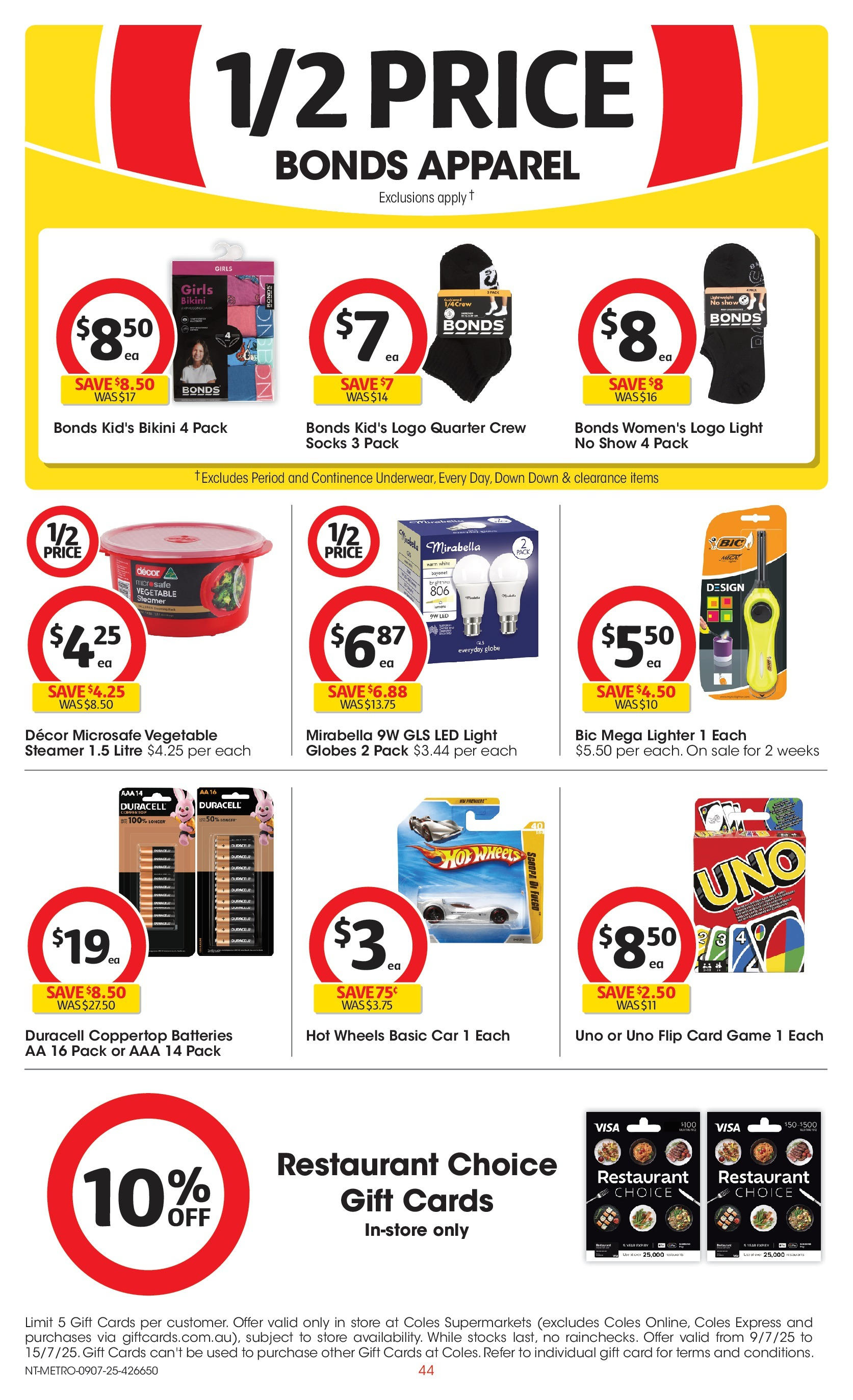 ﻿﻿Coles catalogue valid from 09/07/2025 > Online Australia | Page: 44 | Products: Bikini, Decor, Socks, Game