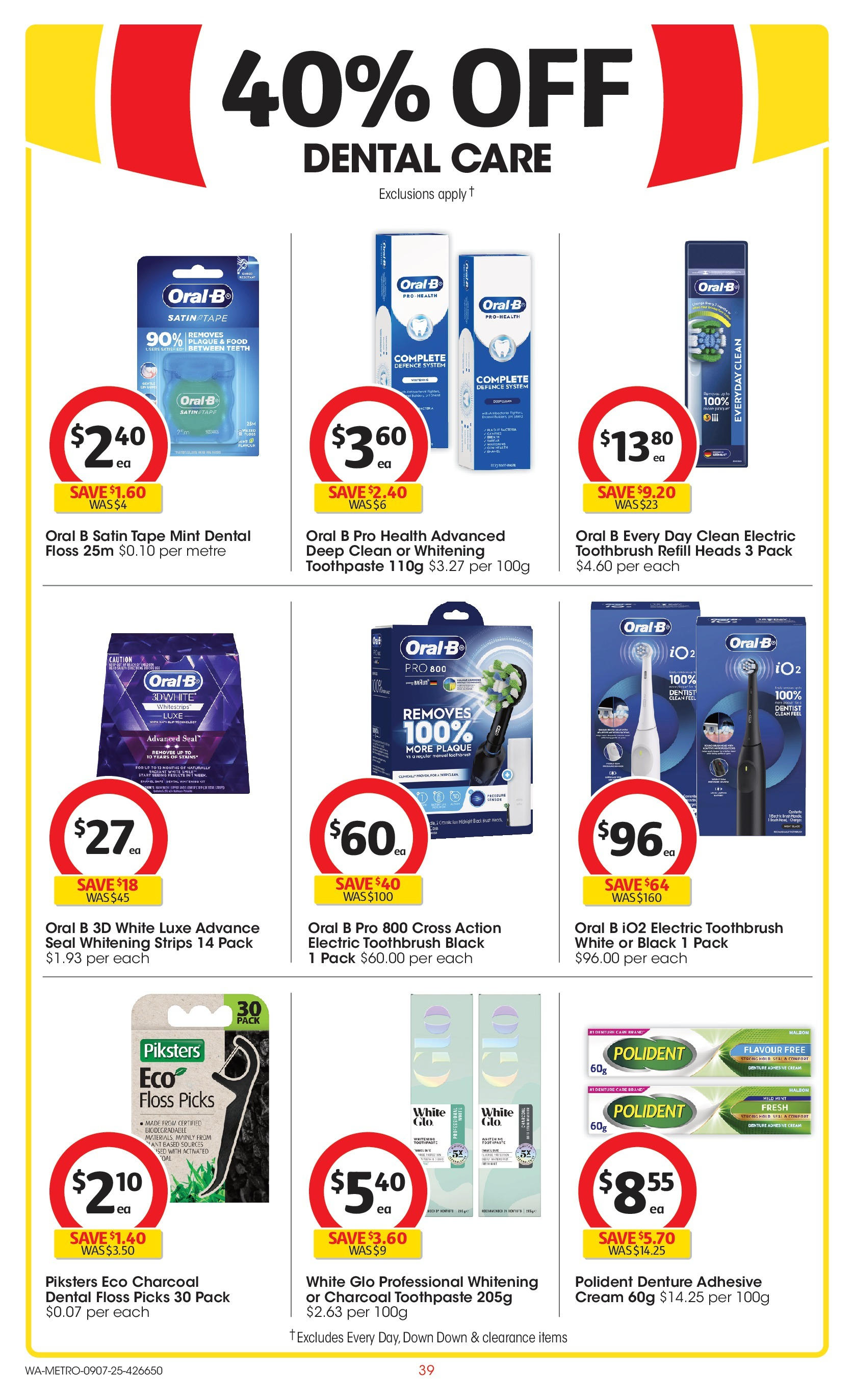 ﻿﻿Coles catalogue valid from 09/07/2025 > Online Australia | Page: 39 | Products: Cream, Toothbrush, Dental care, Electric toothbrush