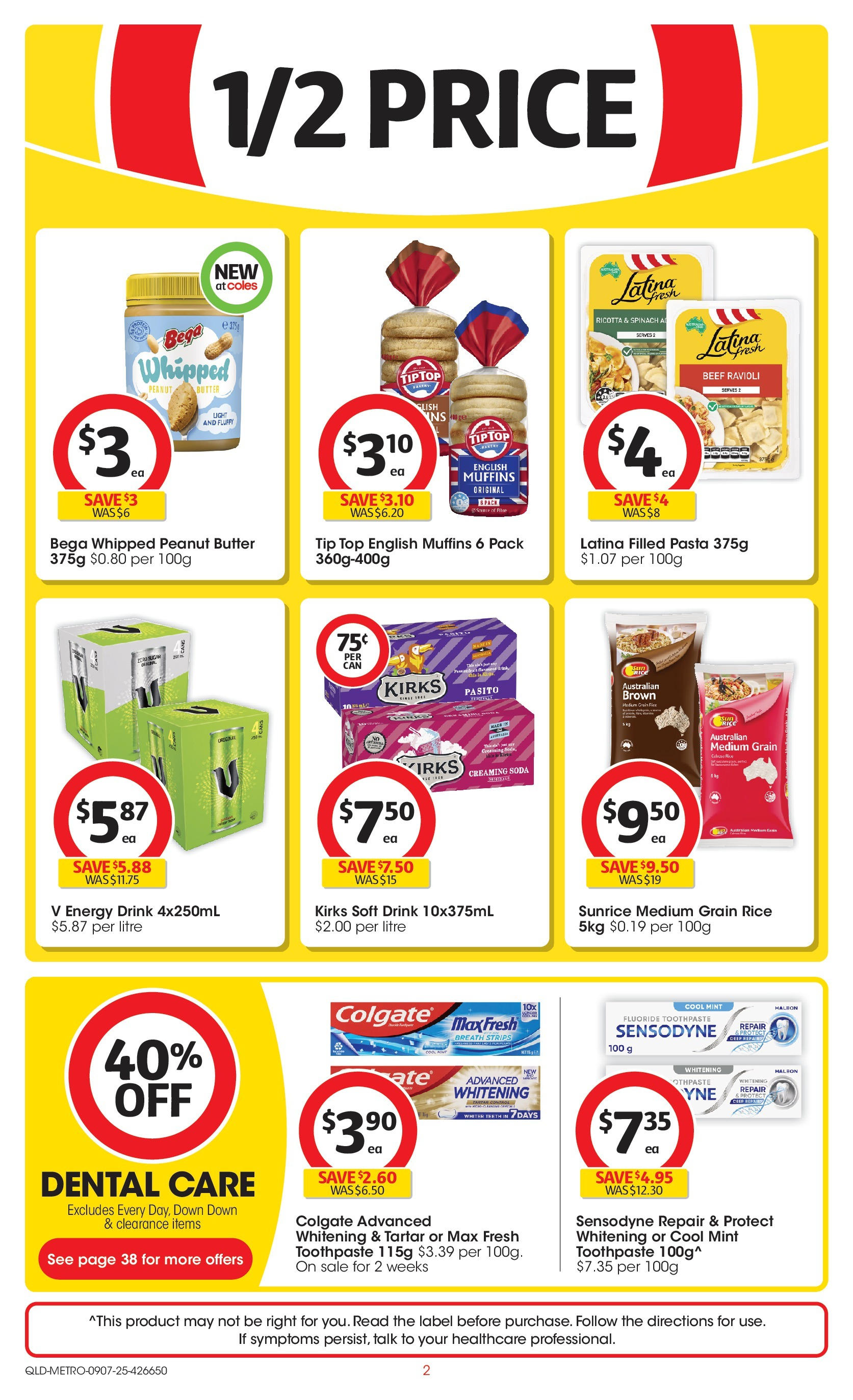 ﻿﻿Coles catalogue valid from 09/07/2025 > Online Australia | Page: 2 | Products: Energy drink, Beef, Toothpaste, Spinach