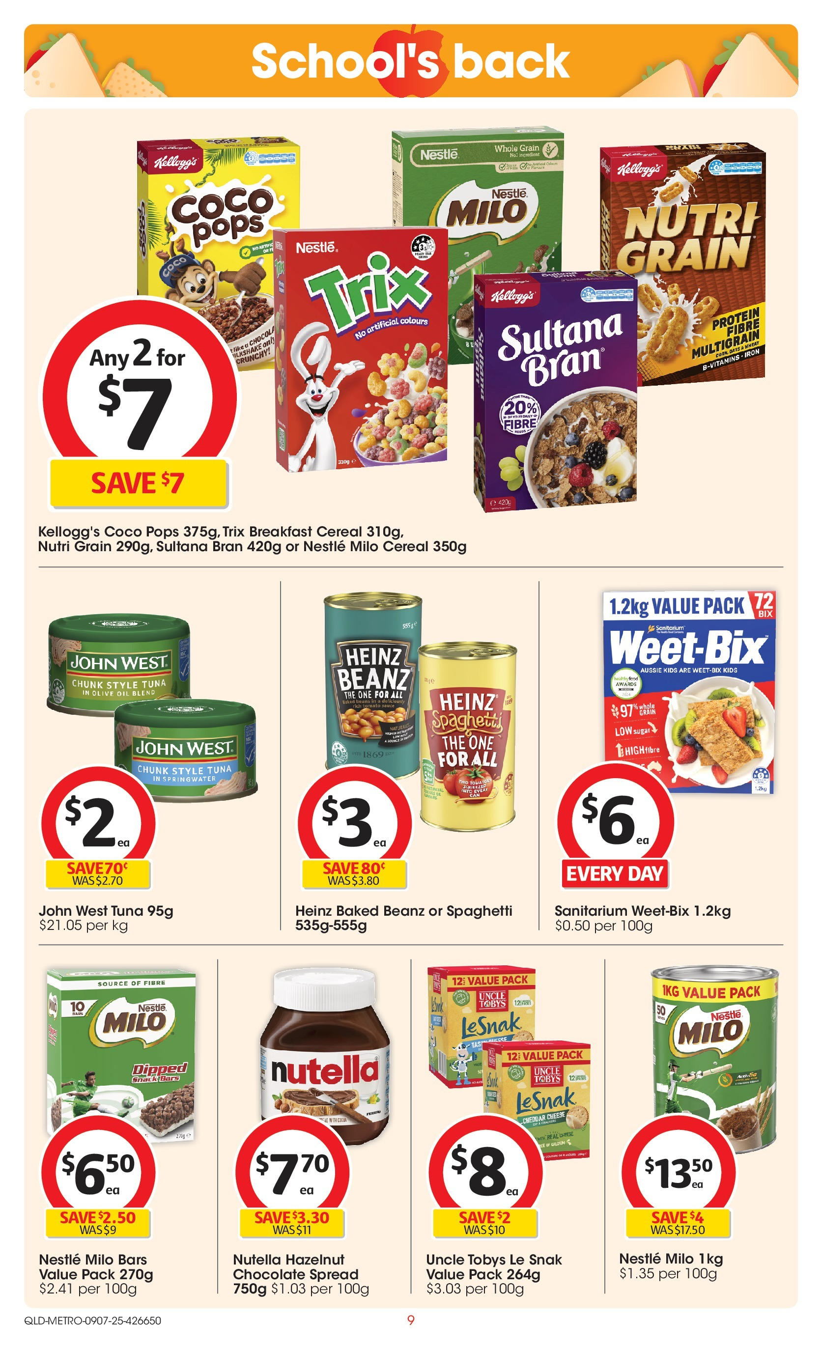 ﻿﻿Coles catalogue valid from 09/07/2025 > Online Australia | Page: 9 | Products: Cheese, Sauce, Sugar, Tuna