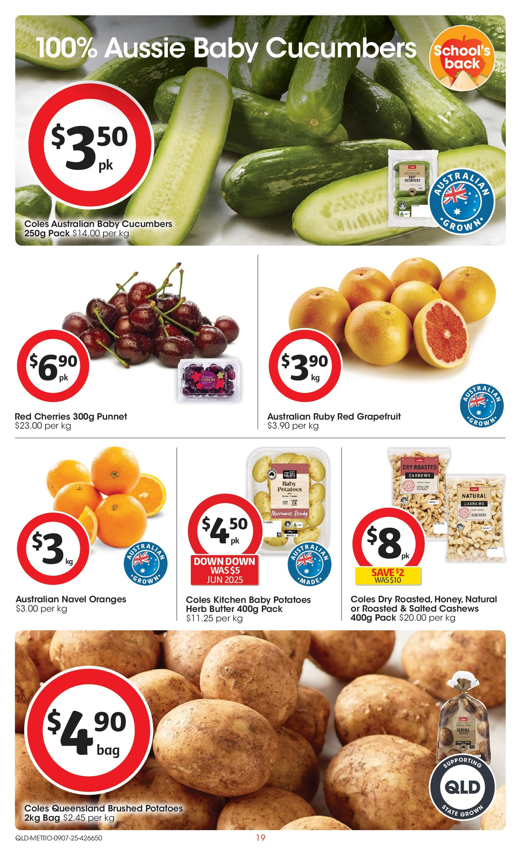 ﻿﻿Coles catalogue valid from 09/07/2025 > Online Australia | Page: 19 | Products: Cherries, Butter, Cucumbers, Potatoes