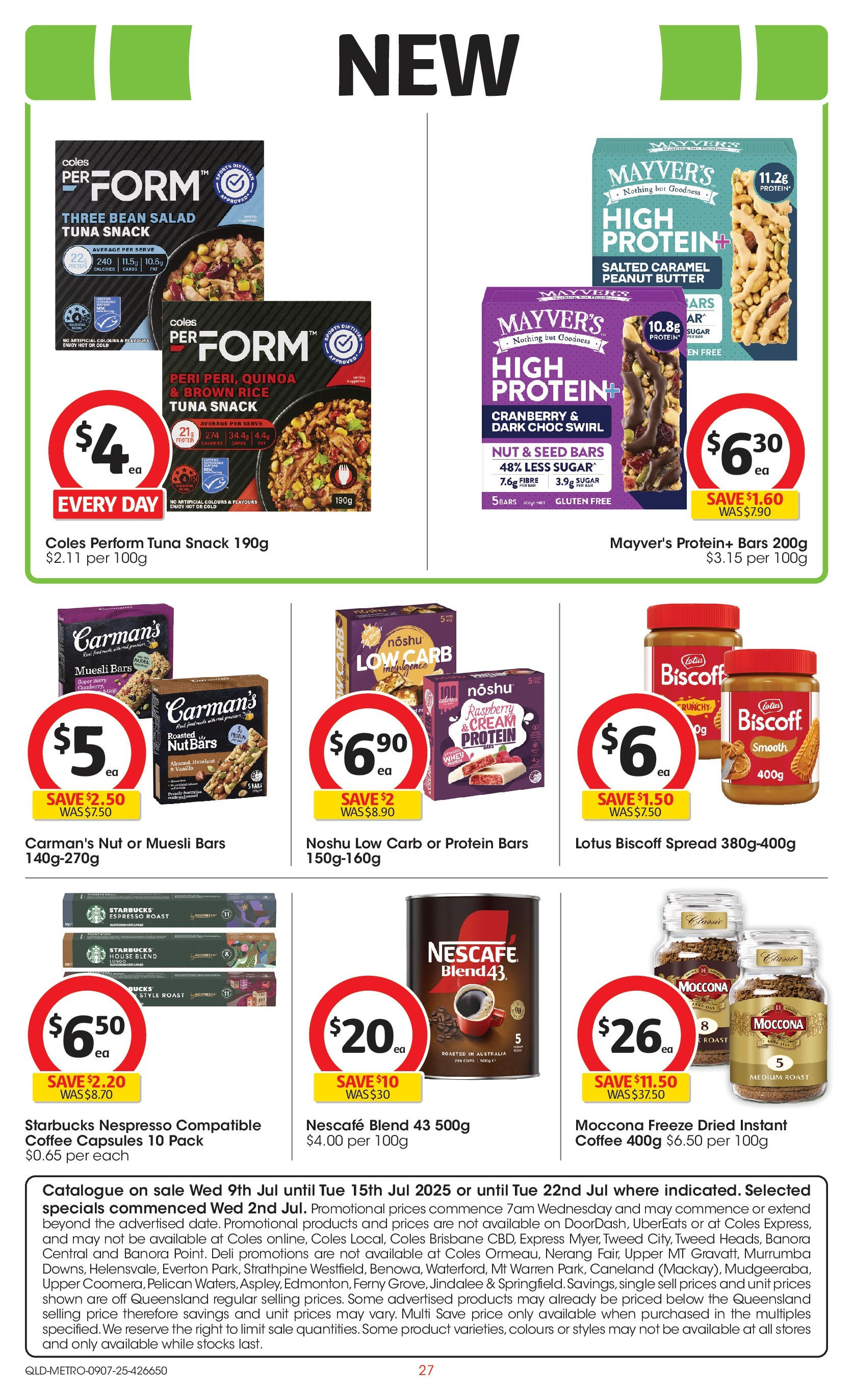 ﻿﻿Coles catalogue valid from 09/07/2025 > Online Australia | Page: 27 | Products: Coffee, Salad, Tuna, Moccona
