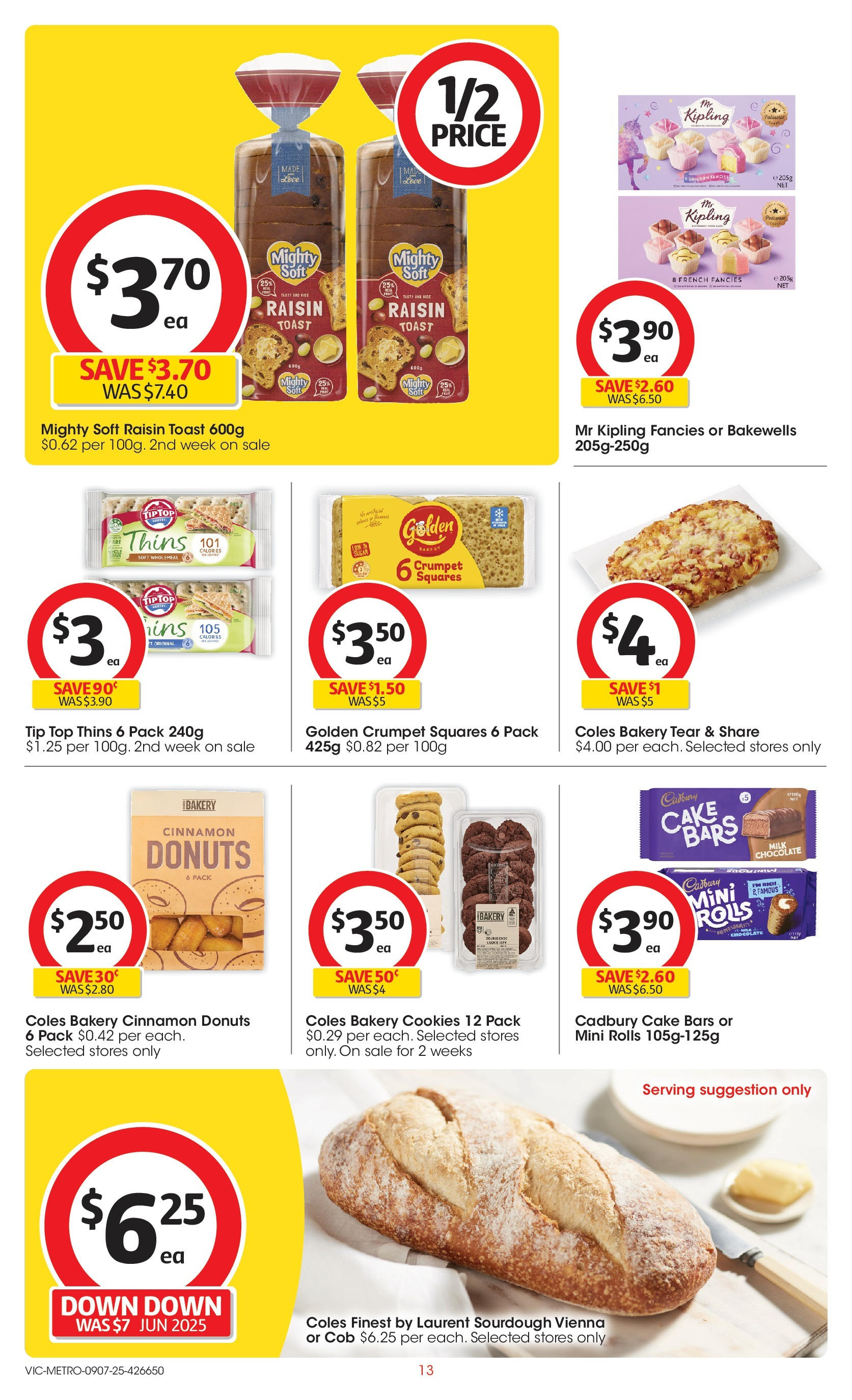 ﻿﻿Coles catalogue valid from 09/07/2025 > Online Australia | Page: 13 | Products: Milk, Donuts, Chocolate, Bakery