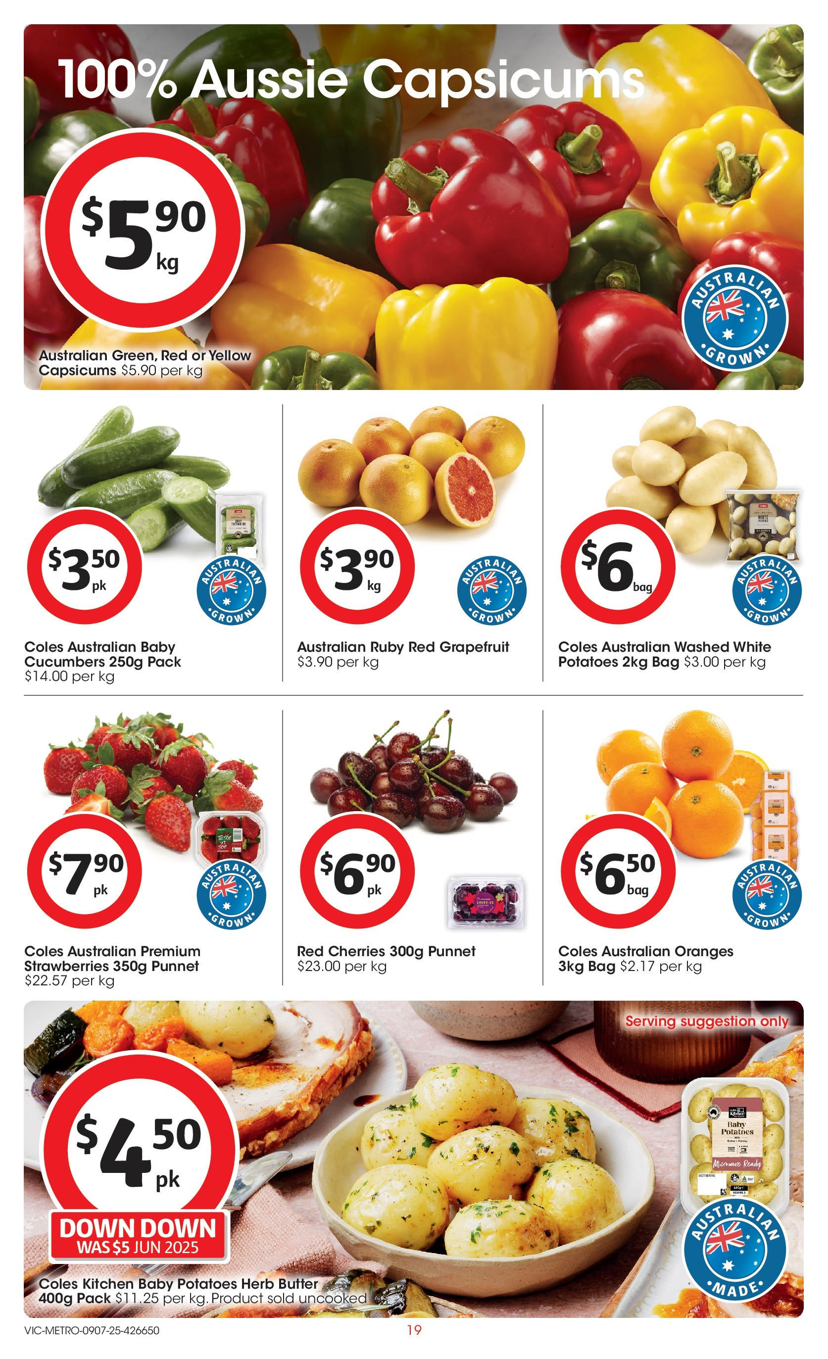 ﻿﻿Coles catalogue valid from 09/07/2025 > Online Australia | Page: 19 | Products: Butter, Strawberries, Cucumbers, Grapefruit