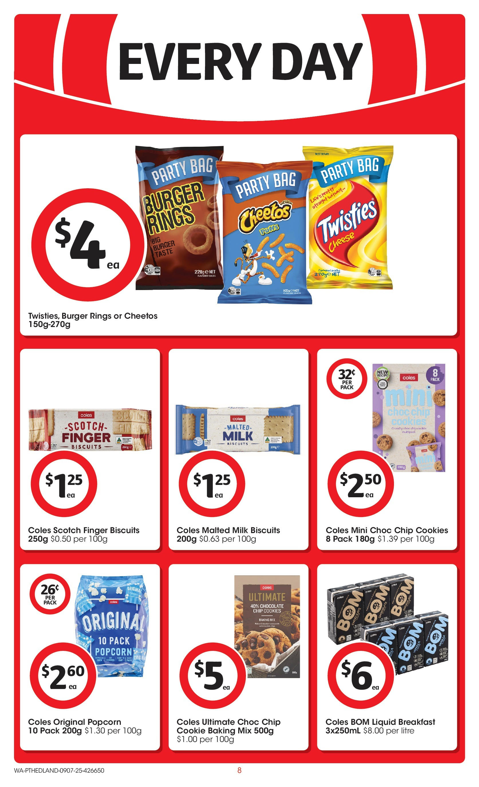 ﻿﻿Coles catalogue valid from 09/07/2025 > Online Australia | Page: 8 | Products: Milk, Cheese, Biscuits, Bag