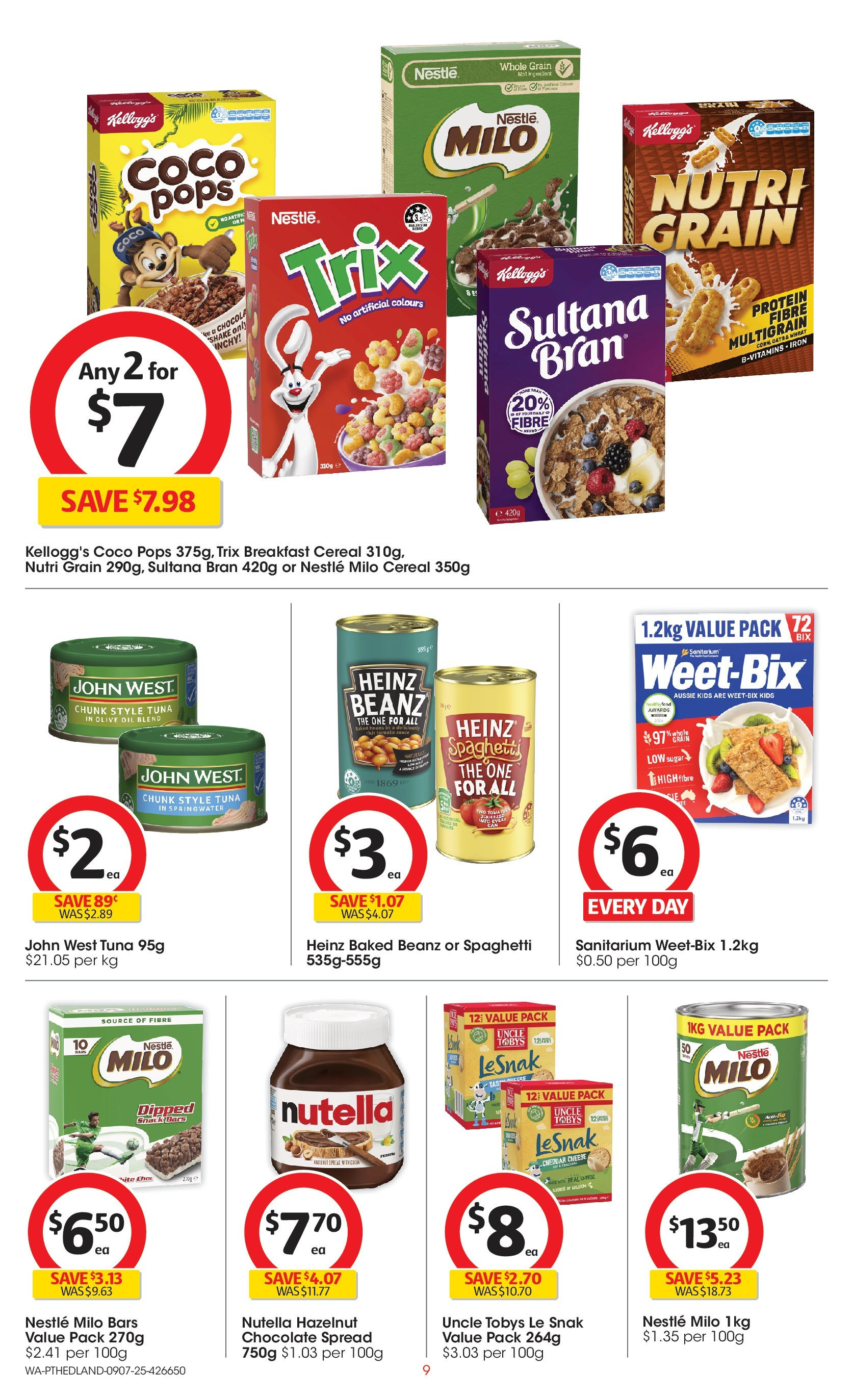 ﻿﻿Coles catalogue valid from 09/07/2025 > Online Australia | Page: 9 | Products: Cheese, Chocolate, Cereal, Sugar
