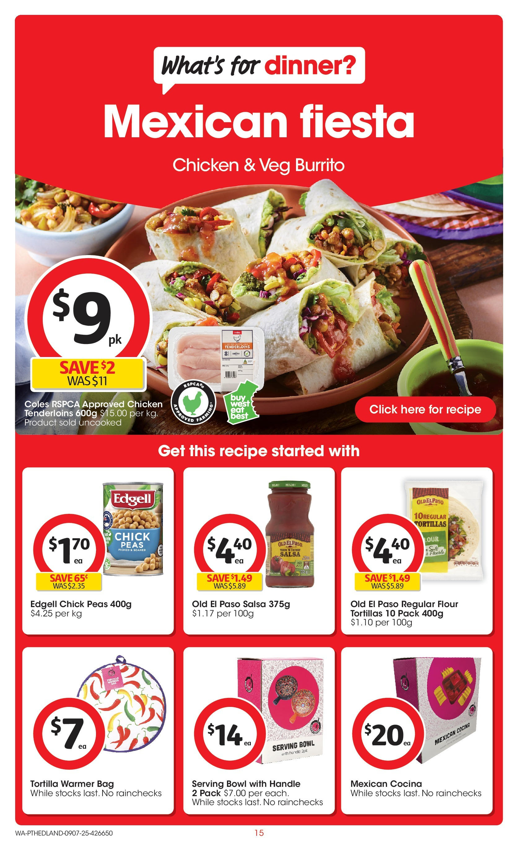 ﻿﻿Coles catalogue valid from 09/07/2025 > Online Australia | Page: 15 | Products: Flour, Salsa, Tortillas, Bag