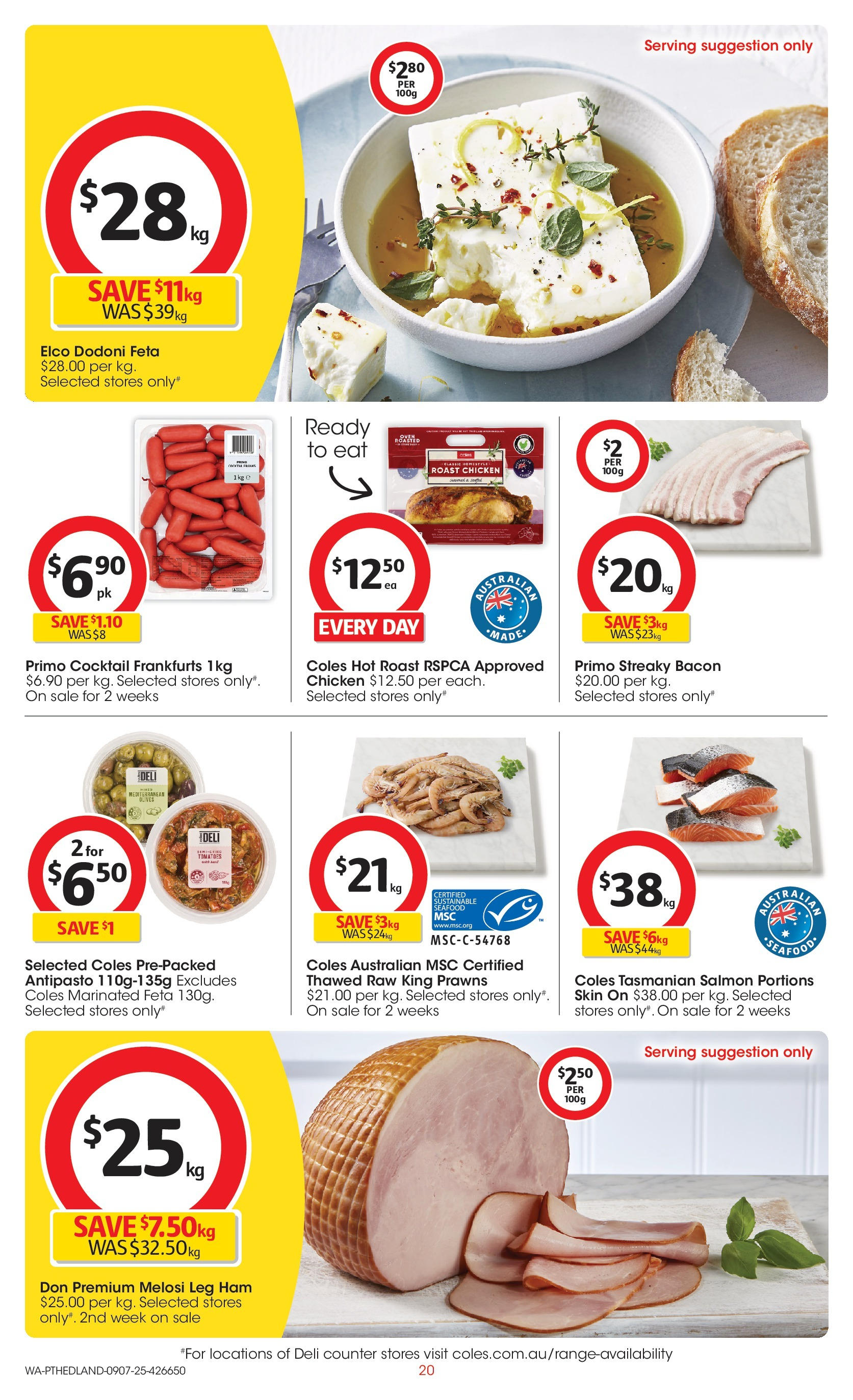 ﻿﻿Coles catalogue valid from 09/07/2025 > Online Australia | Page: 20 | Products: Ham, Olives, Salmon, Oven