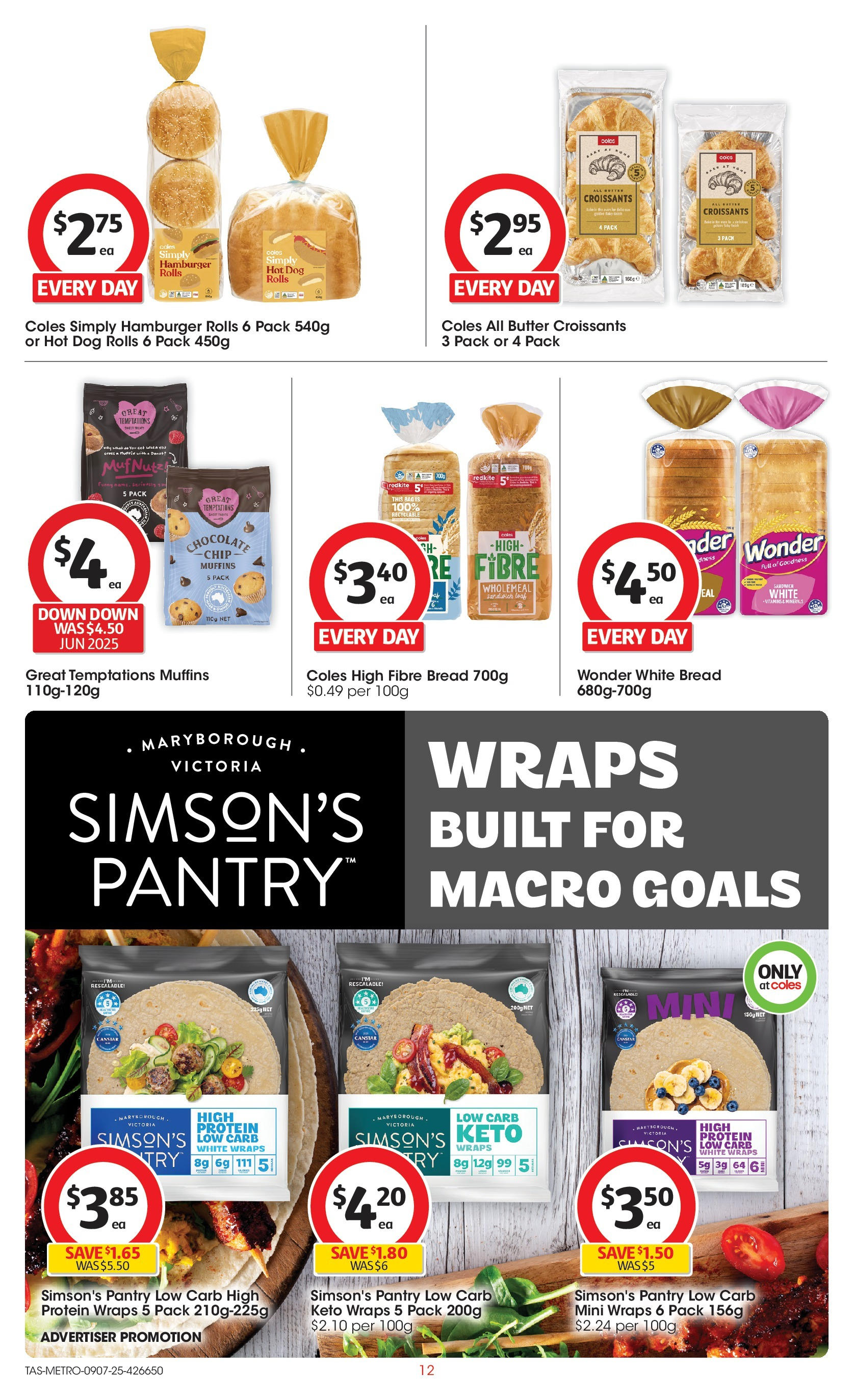 ﻿﻿Coles catalogue valid from 09/07/2025 > Online Australia | Page: 12 | Products: Bread, Chocolate, Muffins, Bag