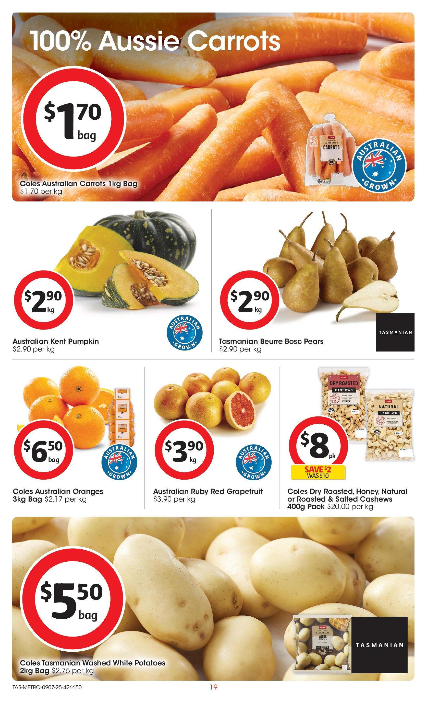 ﻿﻿Coles catalogue valid from 09/07/2025 > Online Australia | Page: 19 | Products: Oranges, Carrots, Pumpkin, Bag