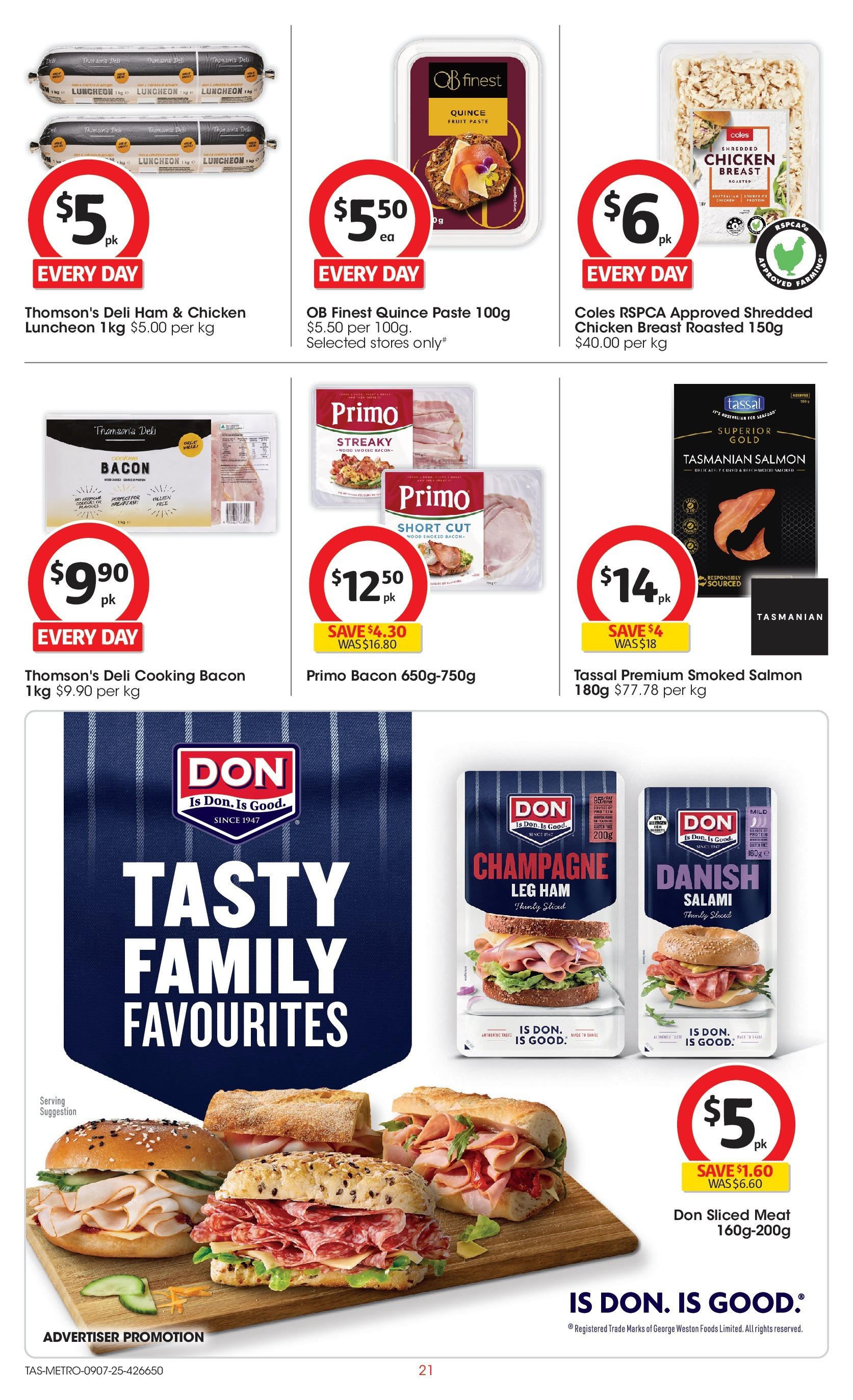 ﻿﻿Coles catalogue valid from 09/07/2025 > Online Australia | Page: 21 | Products: Bacon, Ham, Meat, Salmon