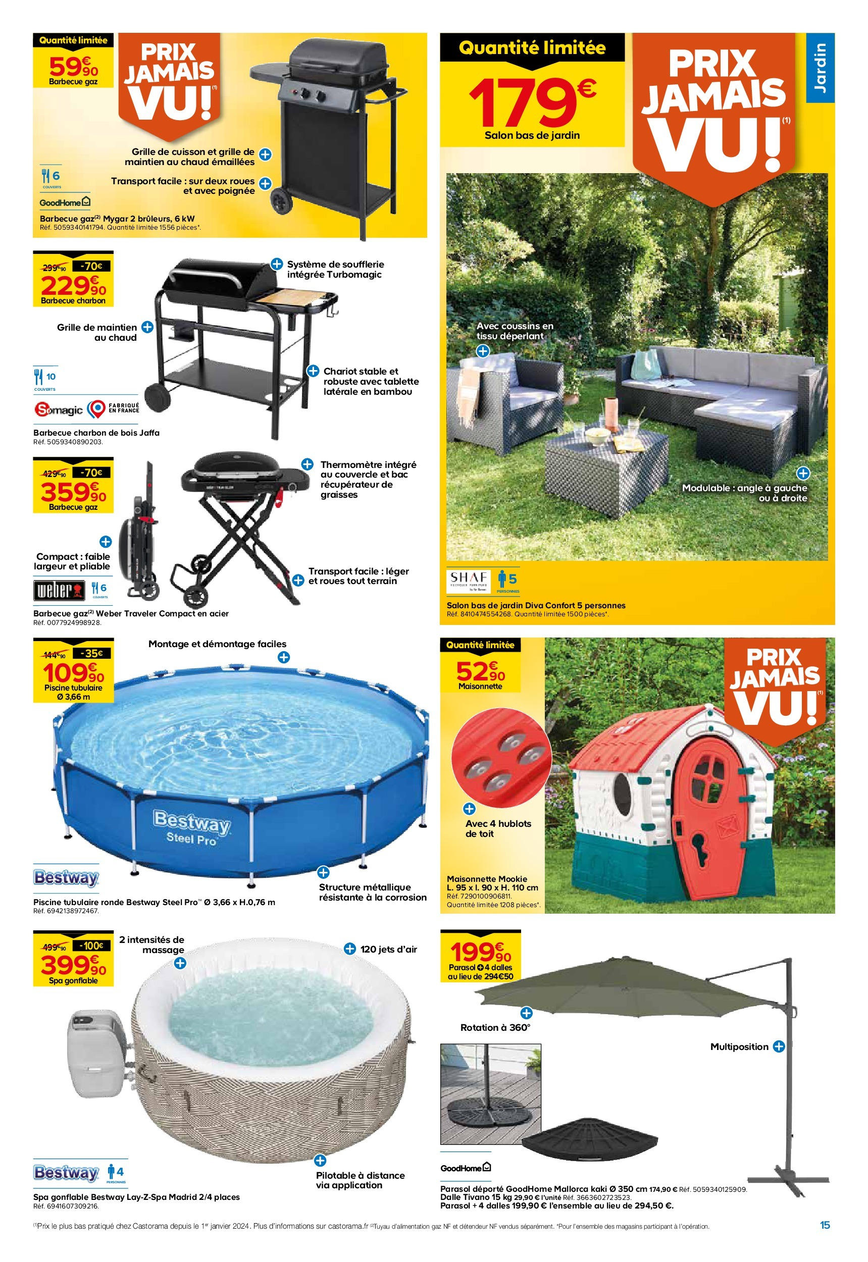 Castorama - Castolidays, projets d'été à super prix ! à partir du 08/07/2025 - promo en ligne | Page: 15 | Produits: Barbecue, Tuyau, Grille de cuisson, Parasol