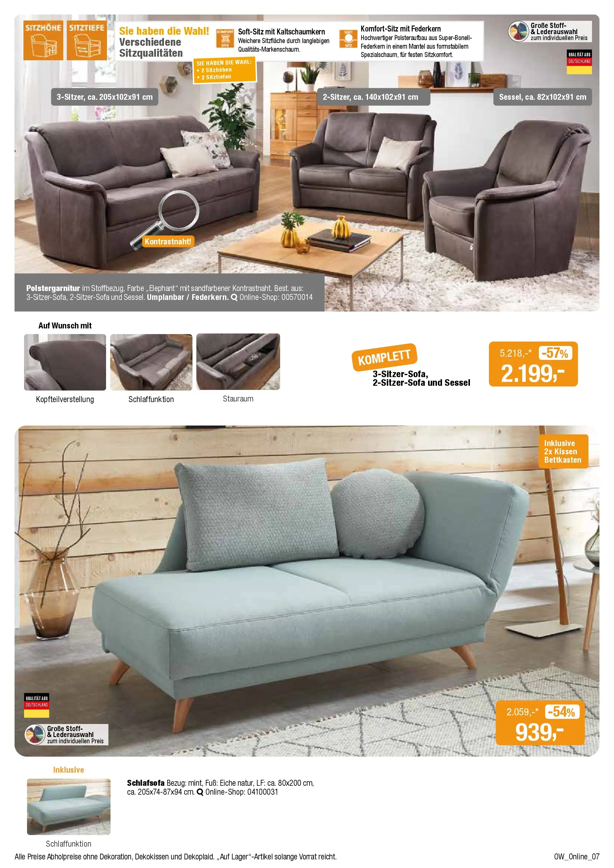 Angebote - Dein trendiges Möbelhaus (ab 21.03.2026) zum Blättern | Seite: 7 | Produkte: Schlafsofa, Kissen, Sessel, Mantel