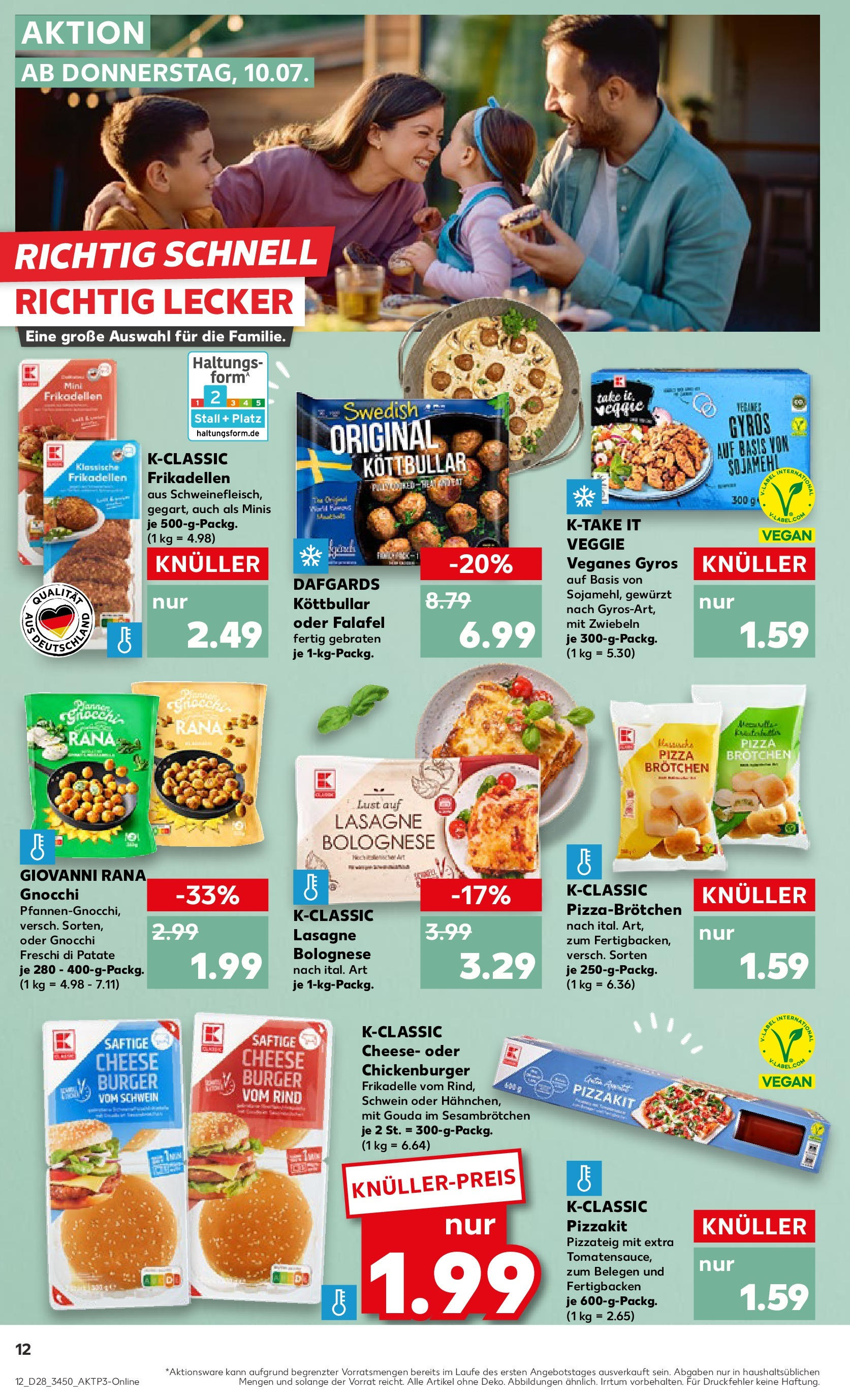 Prospekt Kaufland ab 09.07.2025 » Angebote Online zum Blättern | Seite: 12 | Produkte: Burger, Gyros, Zwiebeln, Pizza
