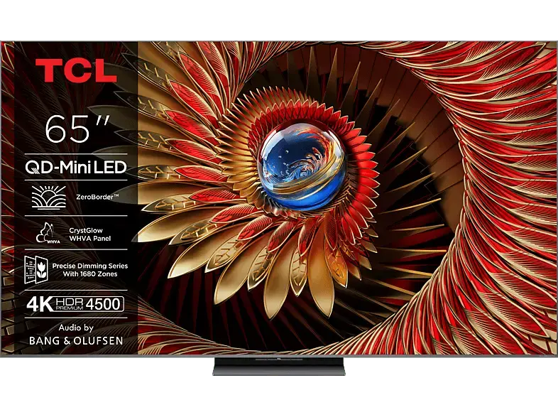 TCL 65C8K (2025) 65 Zoll 4K QD-Mini LED HDR Premium mit Google TV, 144Hz Motion Clarity Pro und Audio by Bang & Olufsen; LED TV