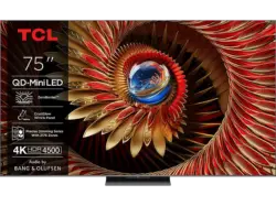 TCL 75C8K (2025) 75 Zoll 4K QD-Mini LED HDR Premium TV mit Google TV, 144Hz Motion Clarity Pro und Audio by Bang & Olufsen; LED TV
