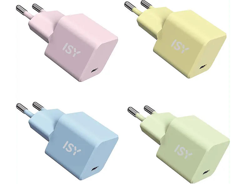 ISY IWC 4020-1-CR Schnellladegerät, USB Type C, Farbe nach Zufallsprinzip