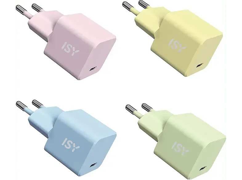 ISY IWC 4020-1-CR Schnellladegerät, USB Type C, Farbe nach Zufallsprinzip