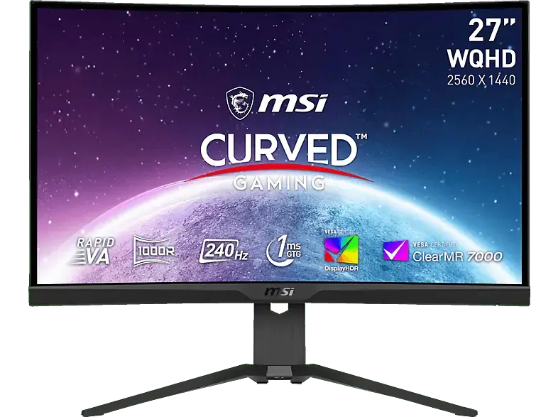 MSI MPG 275CQRXFDE 27 Zoll Curved Gaming Monitor, WQHD, 0,5 ms Reaktionszeit, 400 cd/m&sup2;, 240 Hz, Schwarz